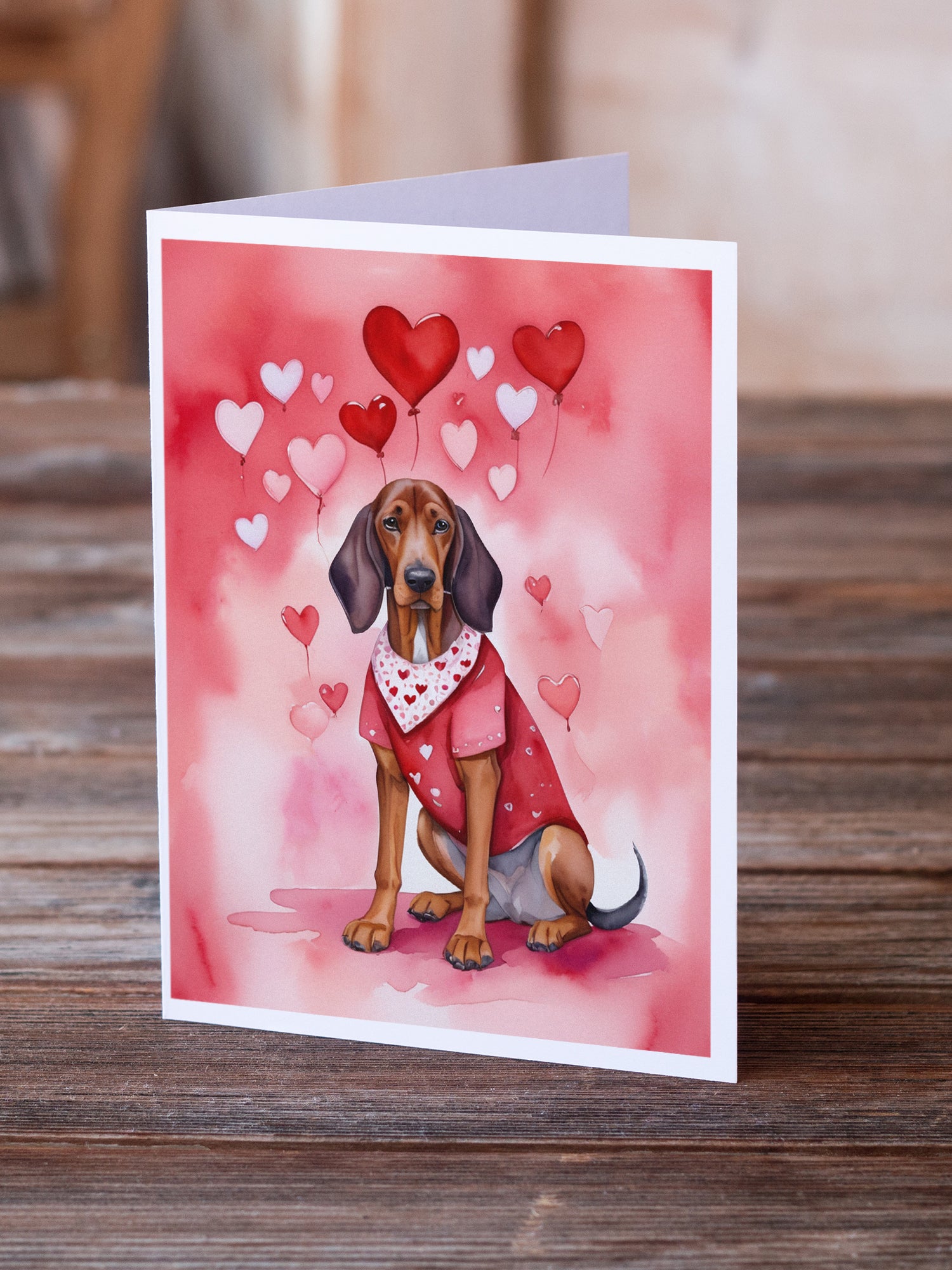 Redbone Coonhound My Valentine Greeting Cards Pack of 8