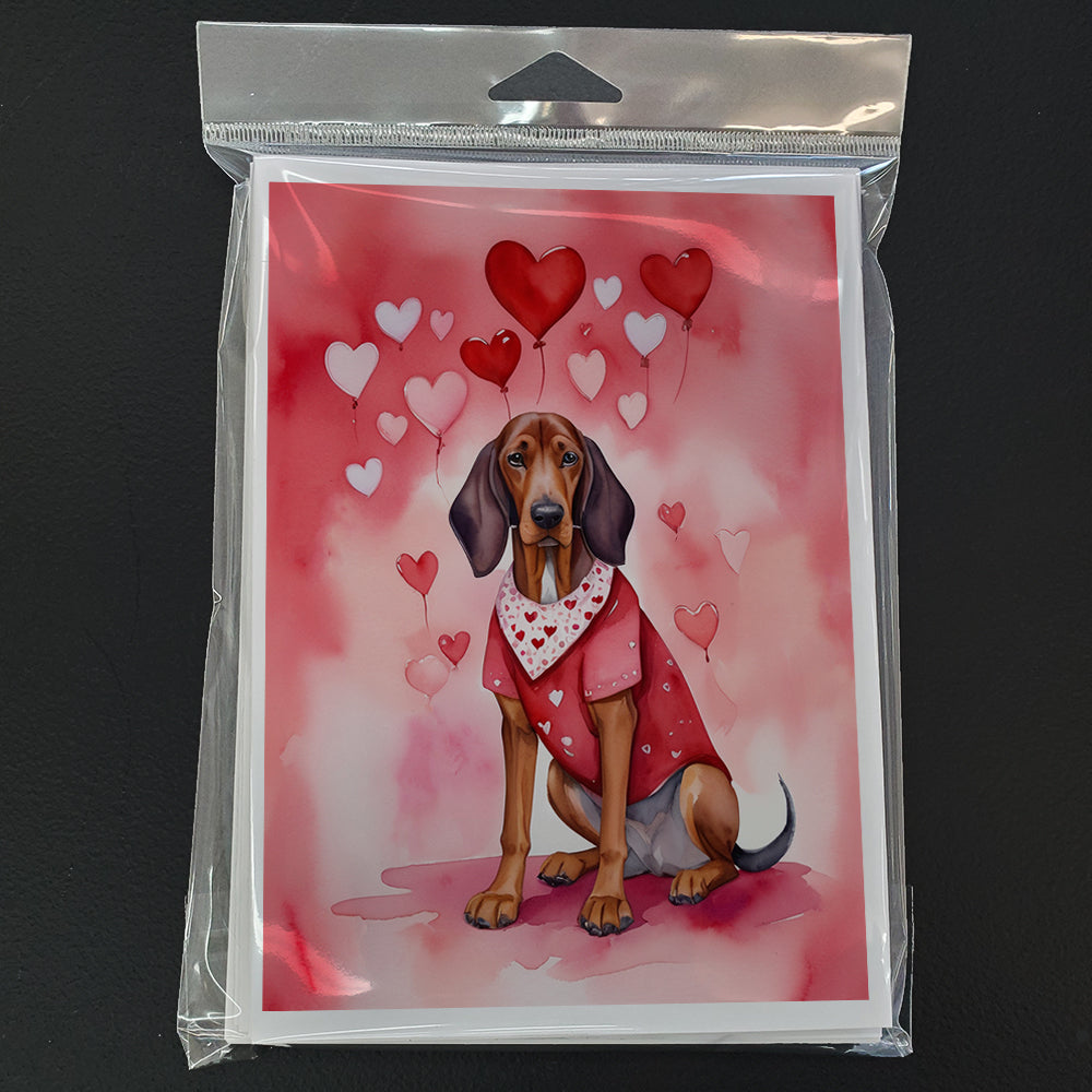 Redbone Coonhound My Valentine Greeting Cards Pack of 8