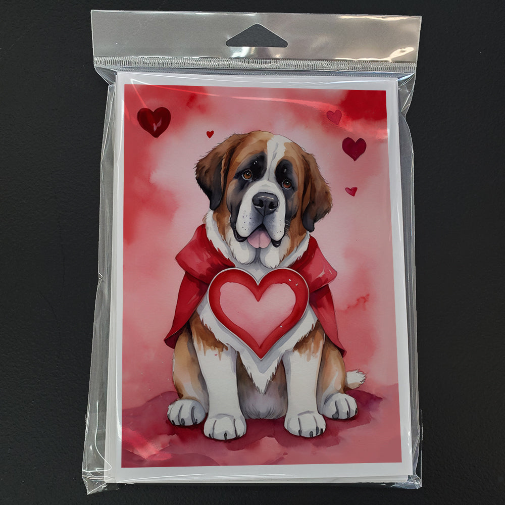Saint Bernard My Valentine Greeting Cards Pack of 8