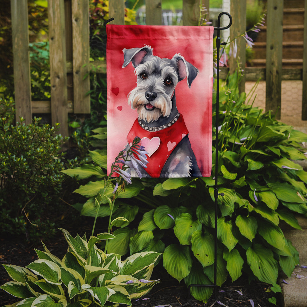 Caroline's Treasures Schnauzer Valentine’s Day Garden Flag – Dog-Themed Heart Yard Decor