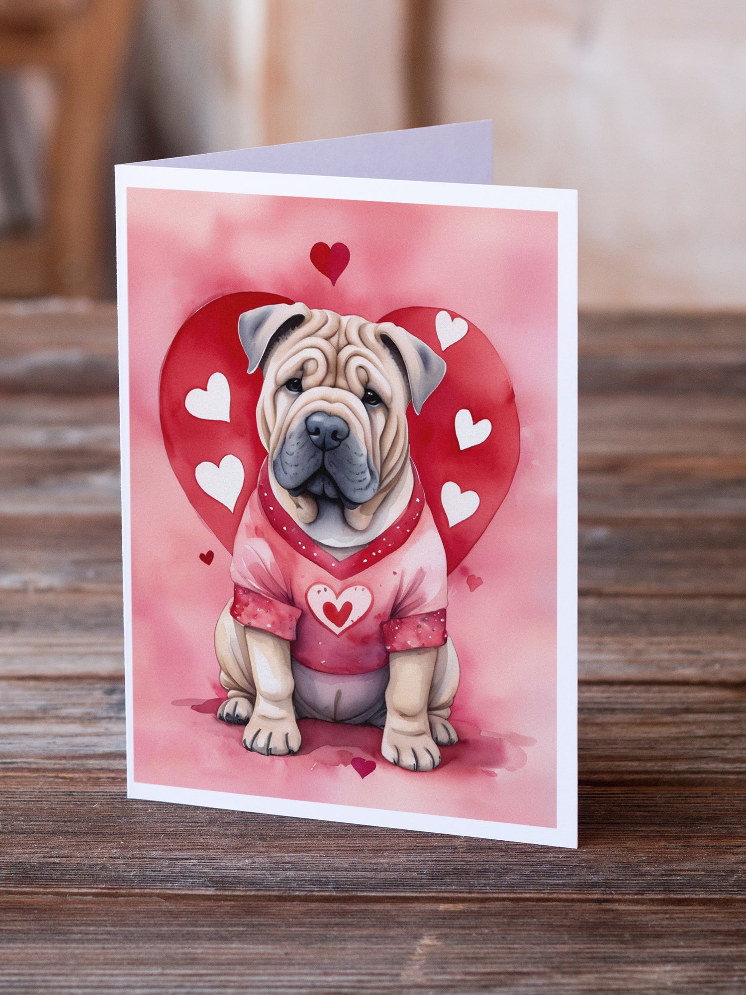 Shar Pei My Valentine Greeting Cards Pack of 8