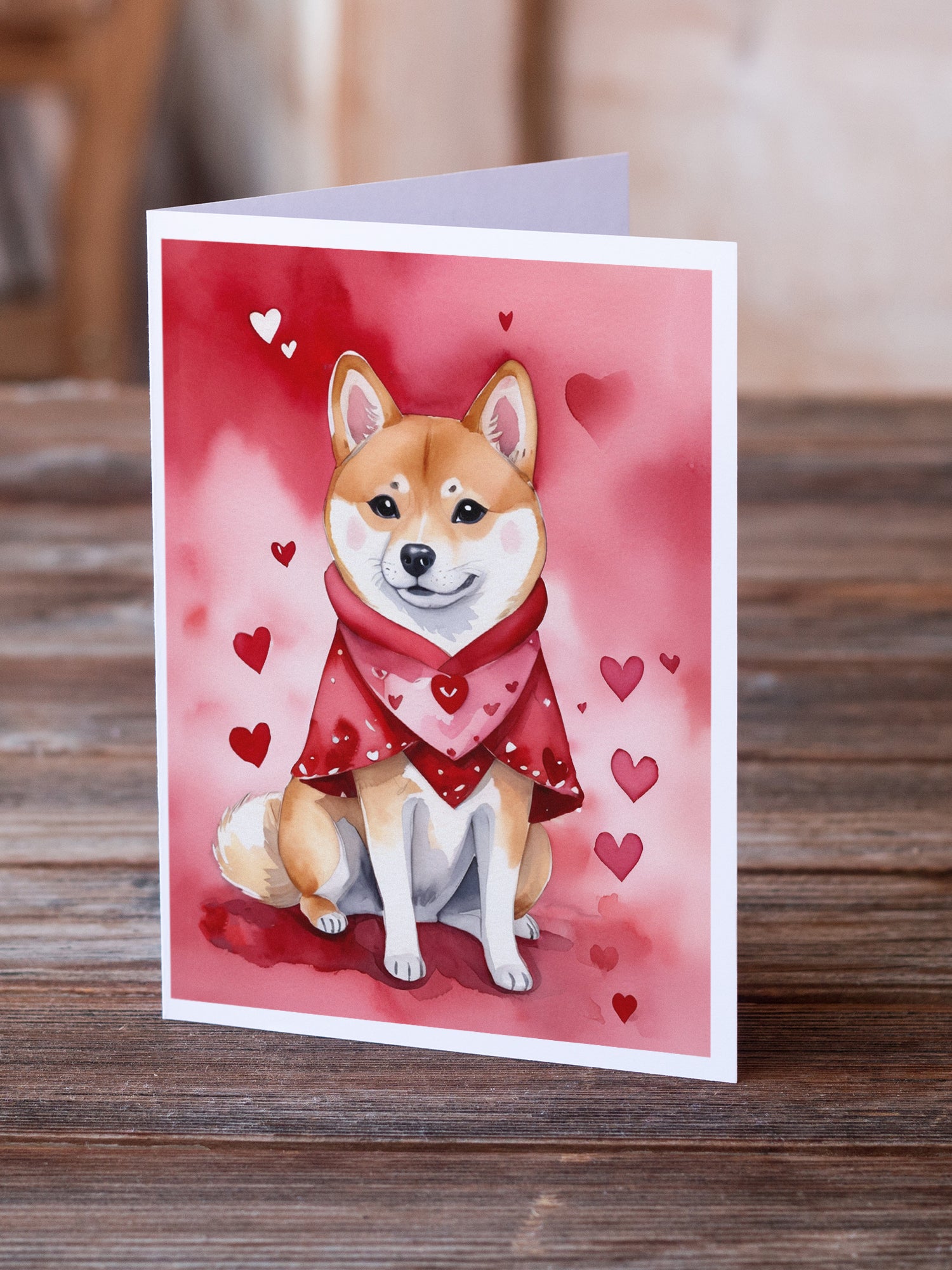 Shiba Inu My Valentine Greeting Cards Pack of 8