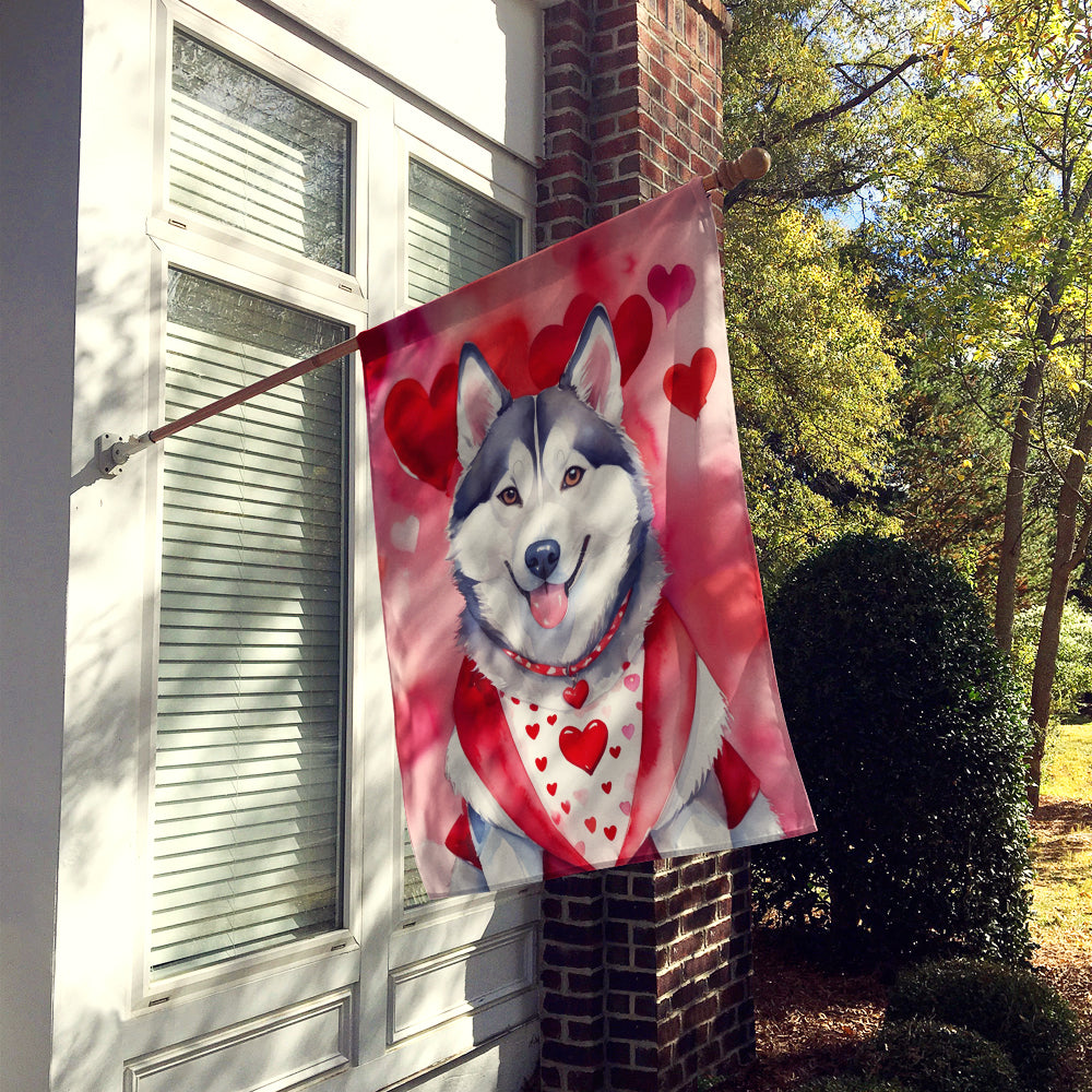 Siberian Husky My Valentine House Flag