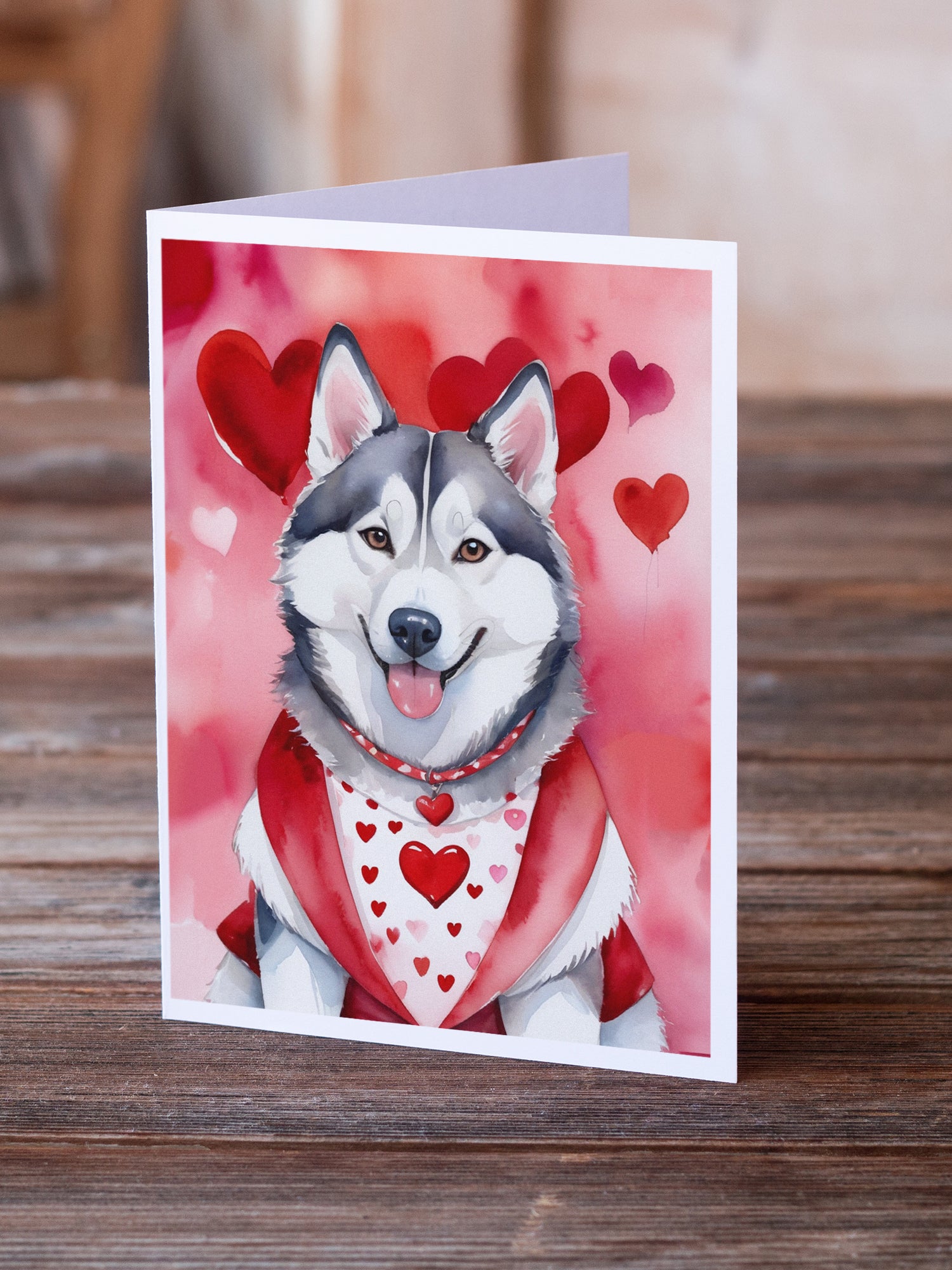 Siberian Husky My Valentine Greeting Cards Pack of 8