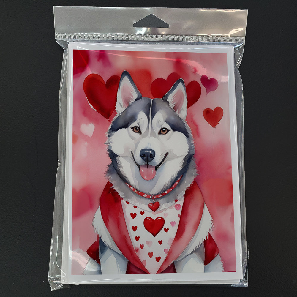 Siberian Husky My Valentine Greeting Cards Pack of 8