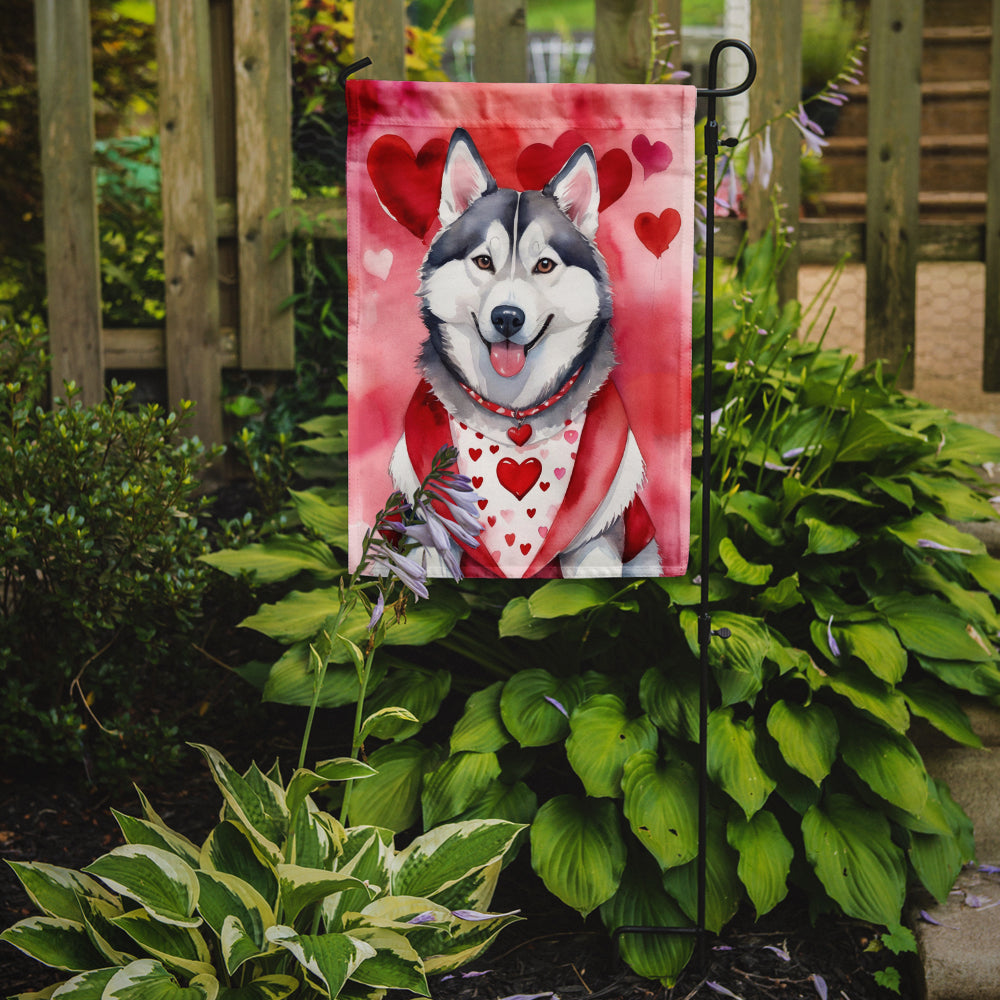 Caroline's Treasures Siberian Husky Valentine’s Day Garden Flag – Dog-Themed Heart Yard Decor
