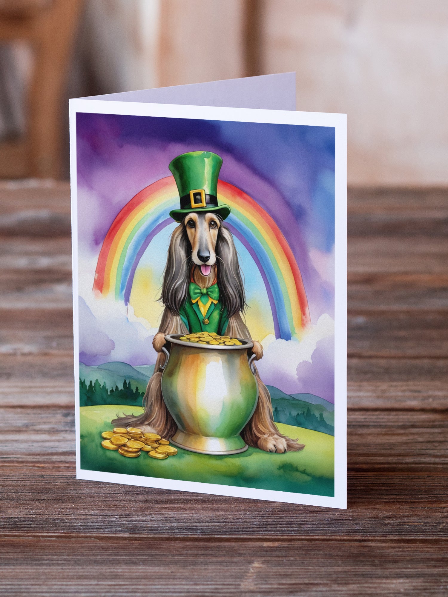 Afghan Hound St Patrick's Day Greeting Cards Pack of 8