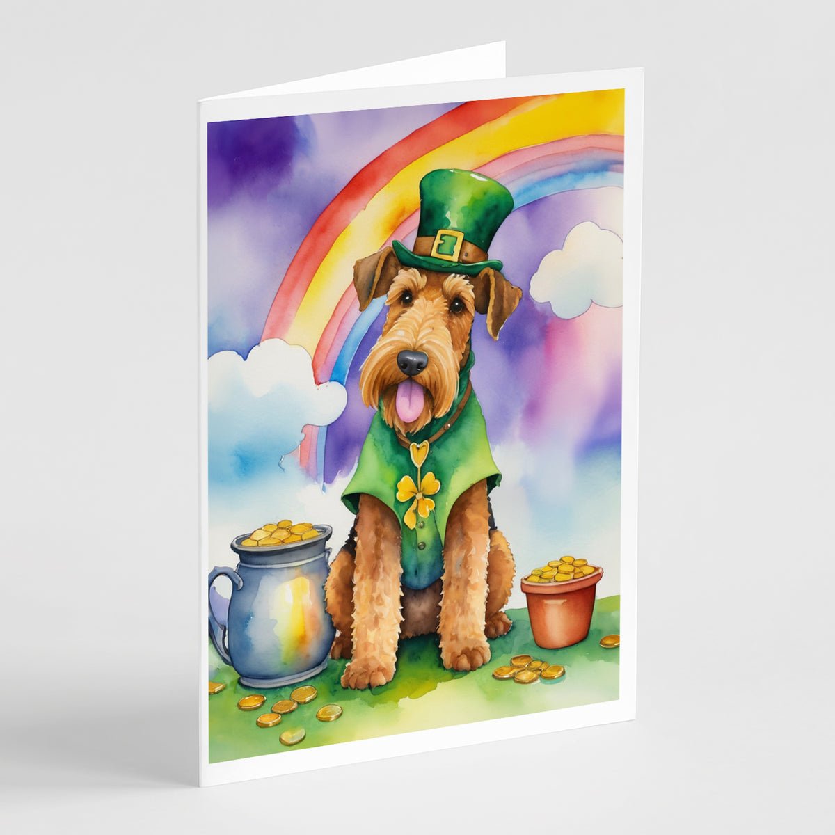 Buy this Airedale Terrier St Patrick&#39;s Day Greeting Cards Pack of 8