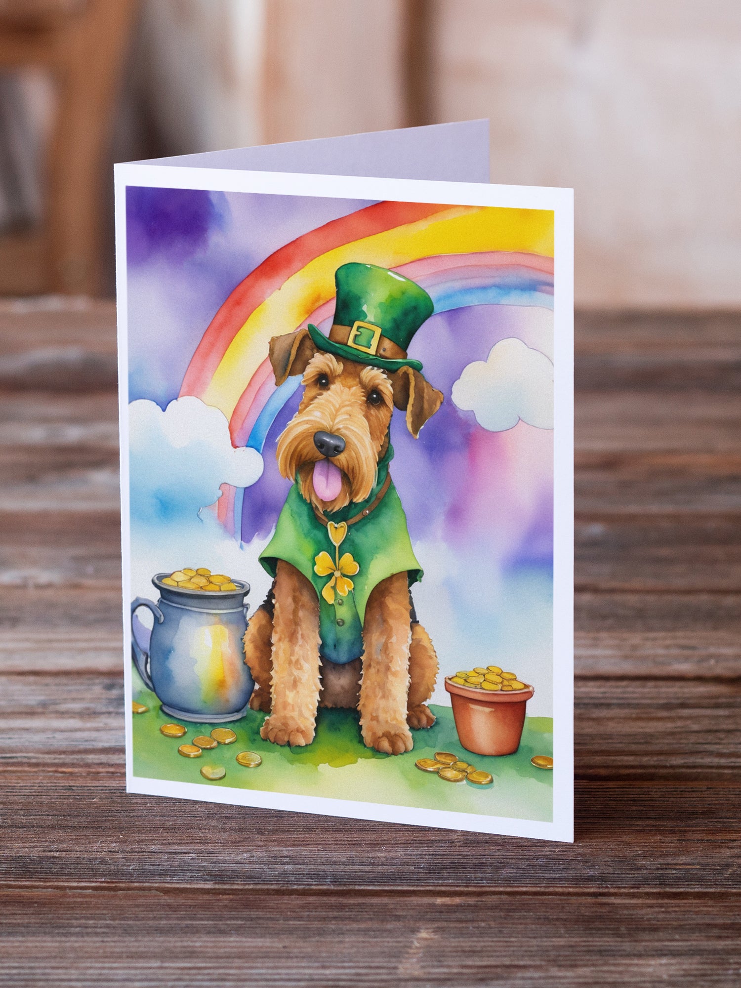 Buy this Airedale Terrier St Patrick's Day Greeting Cards Pack of 8