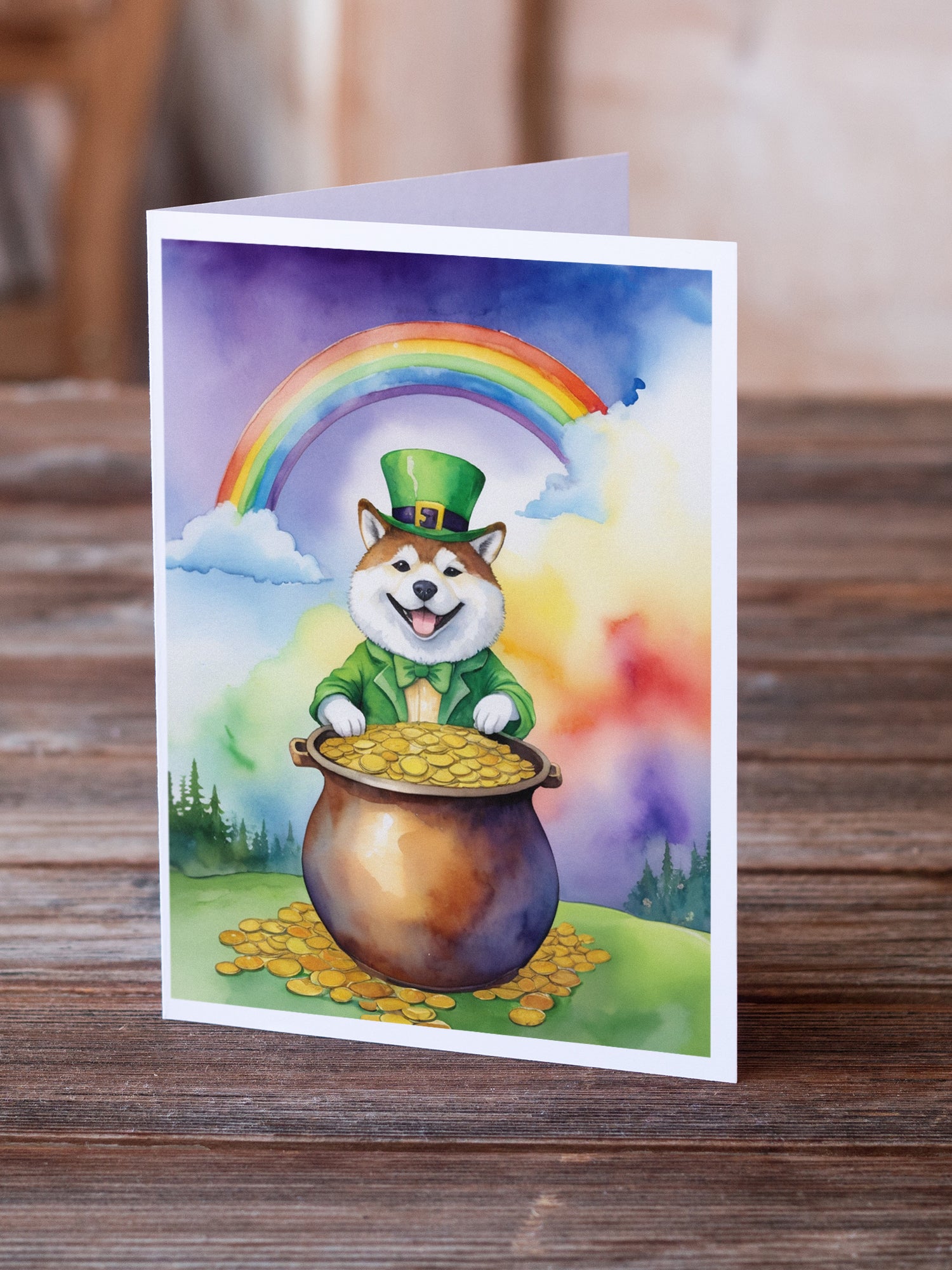 Akita St Patrick's Day Greeting Cards Pack of 8