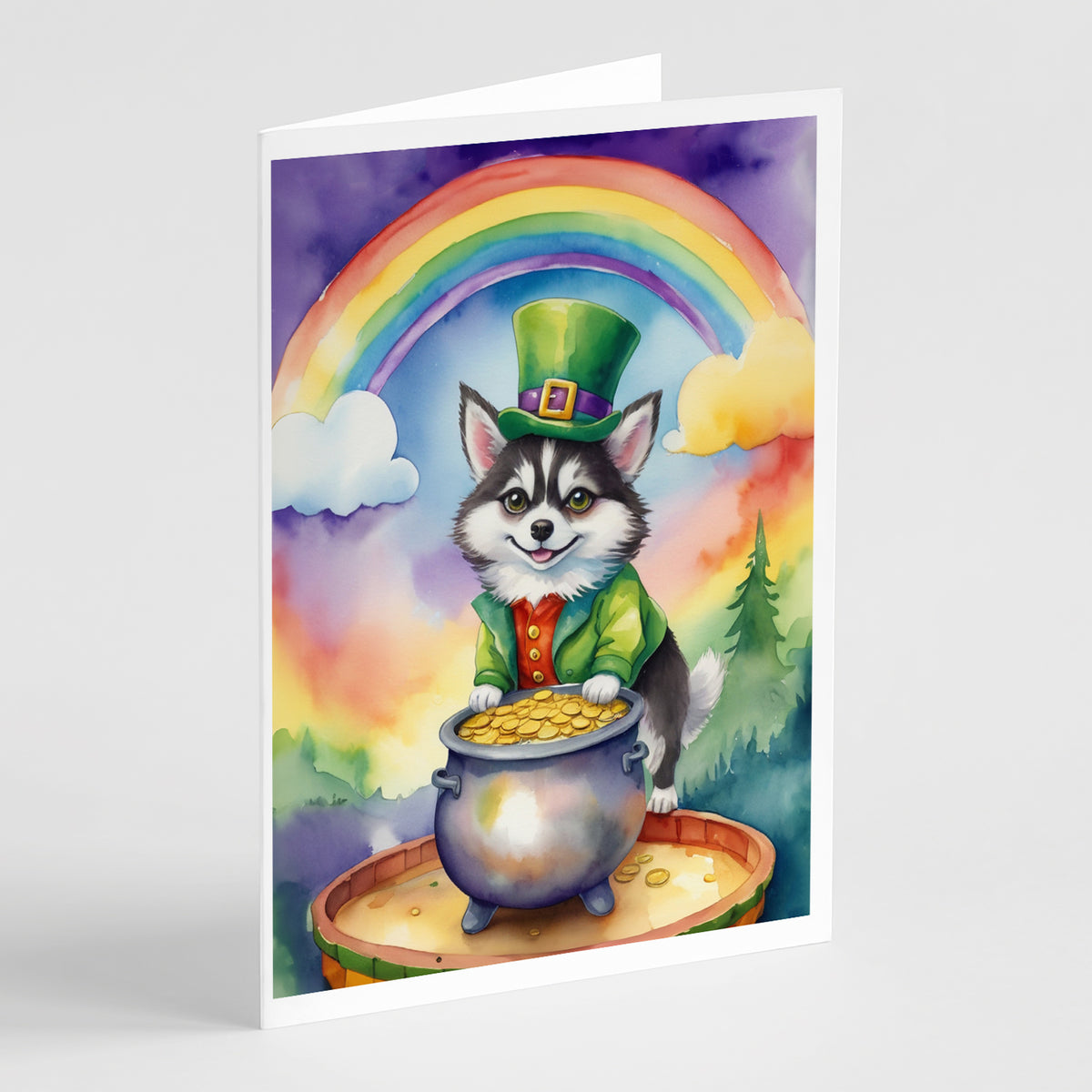 Buy this Alaskan Klee Kai St Patrick&#39;s Day Greeting Cards Pack of 8