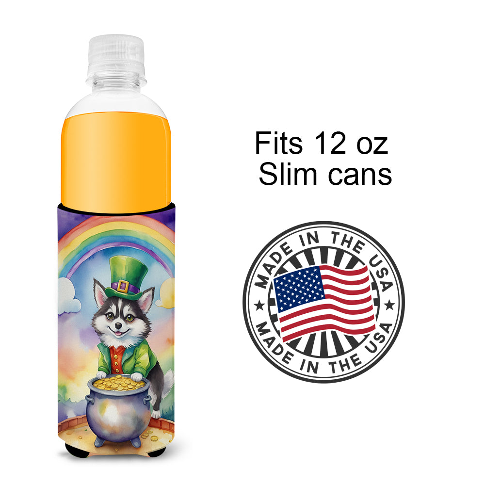 Alaskan Klee Kai St Patrick's Day Hugger for Ultra Slim Cans