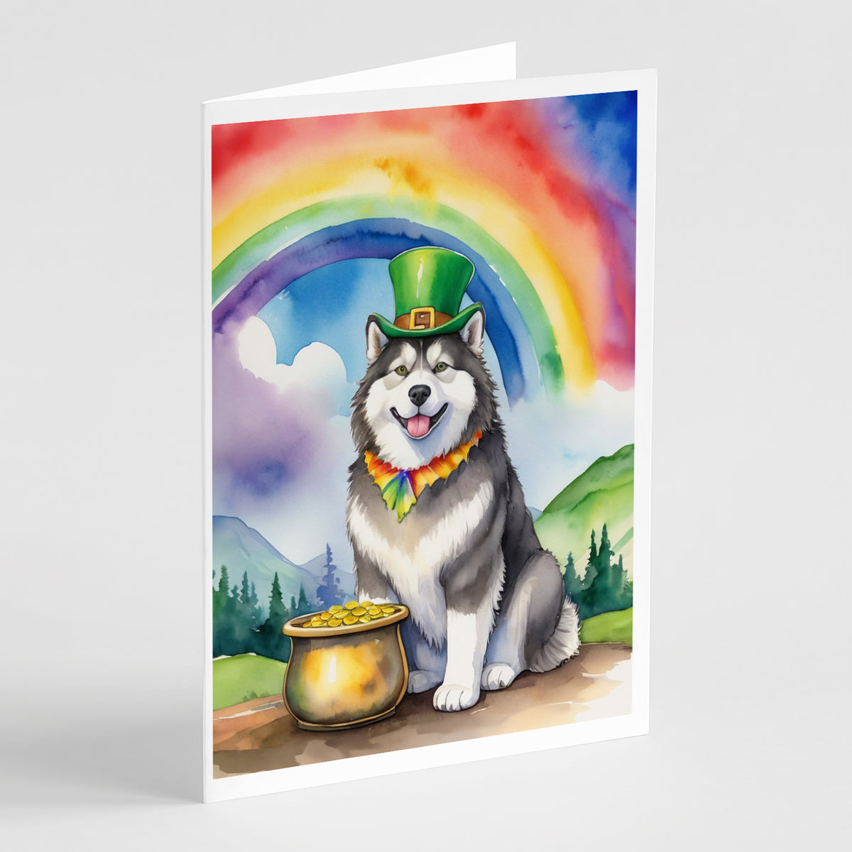 Buy this Alaskan Malamute St Patrick&#39;s Day Greeting Cards Pack of 8