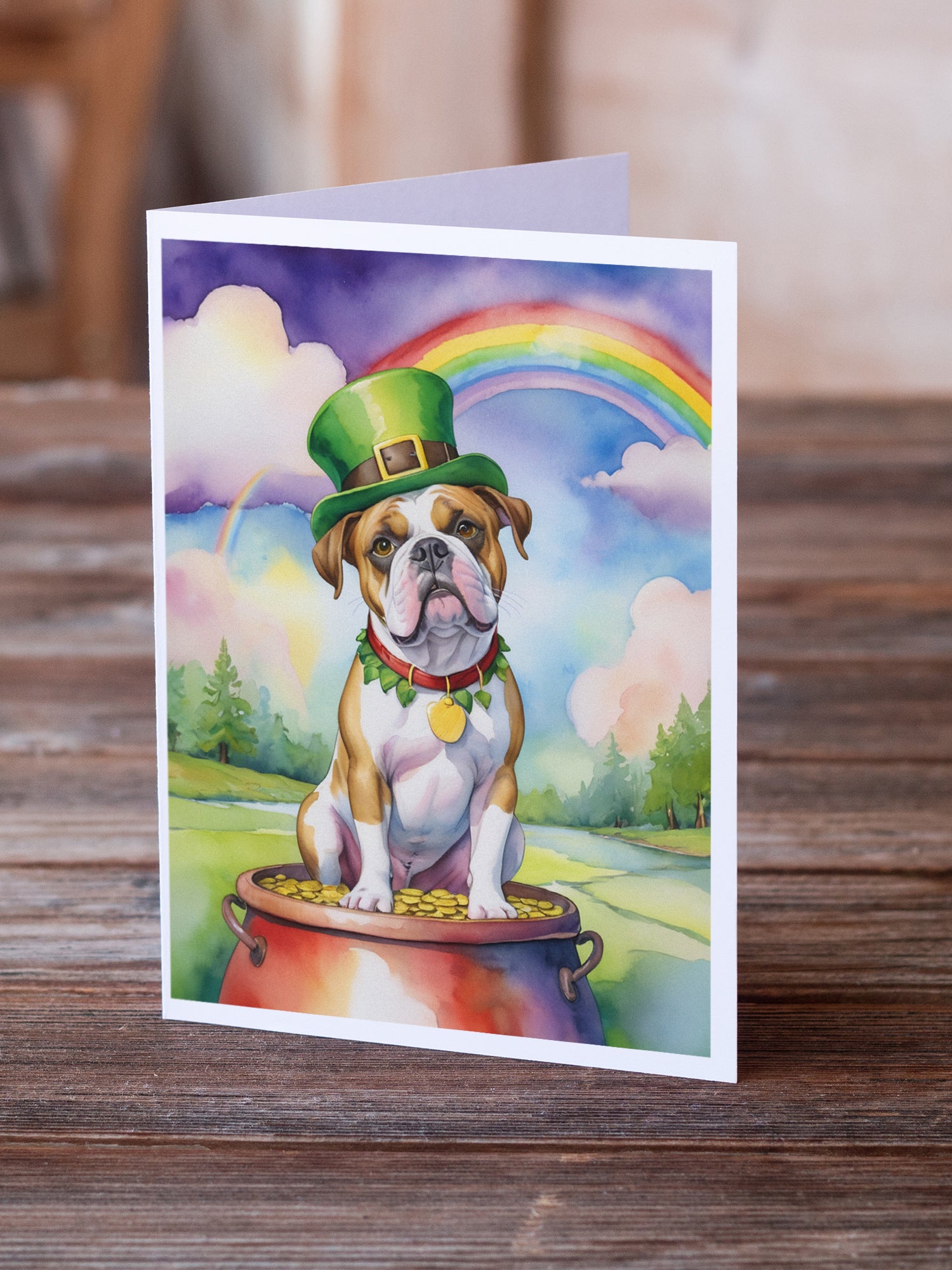 Buy this American Bulldog St Patrick's Day Greeting Cards Pack of 8
