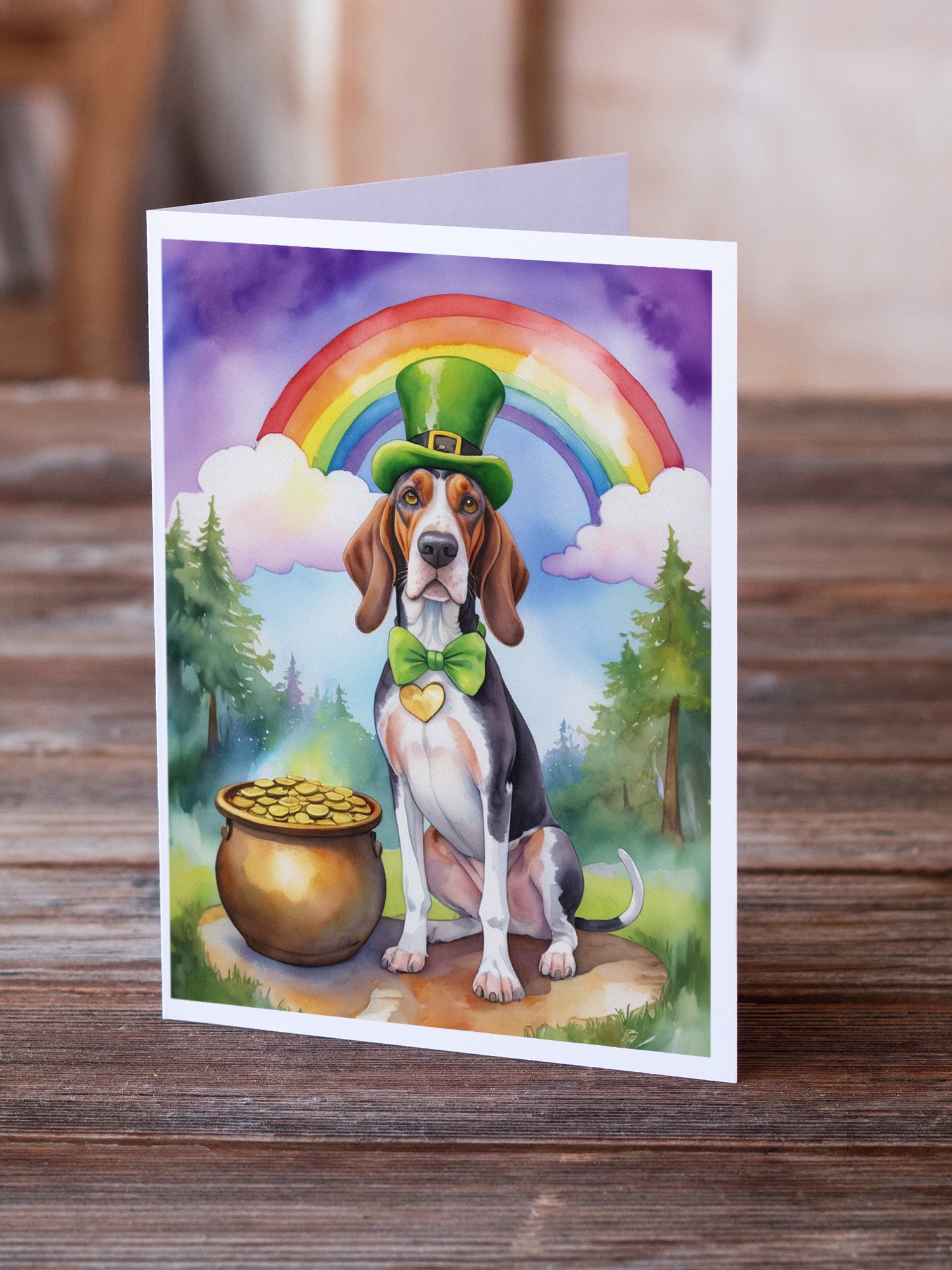 Buy this American English Coonhound St Patrick's Day Greeting Cards Pack of 8
