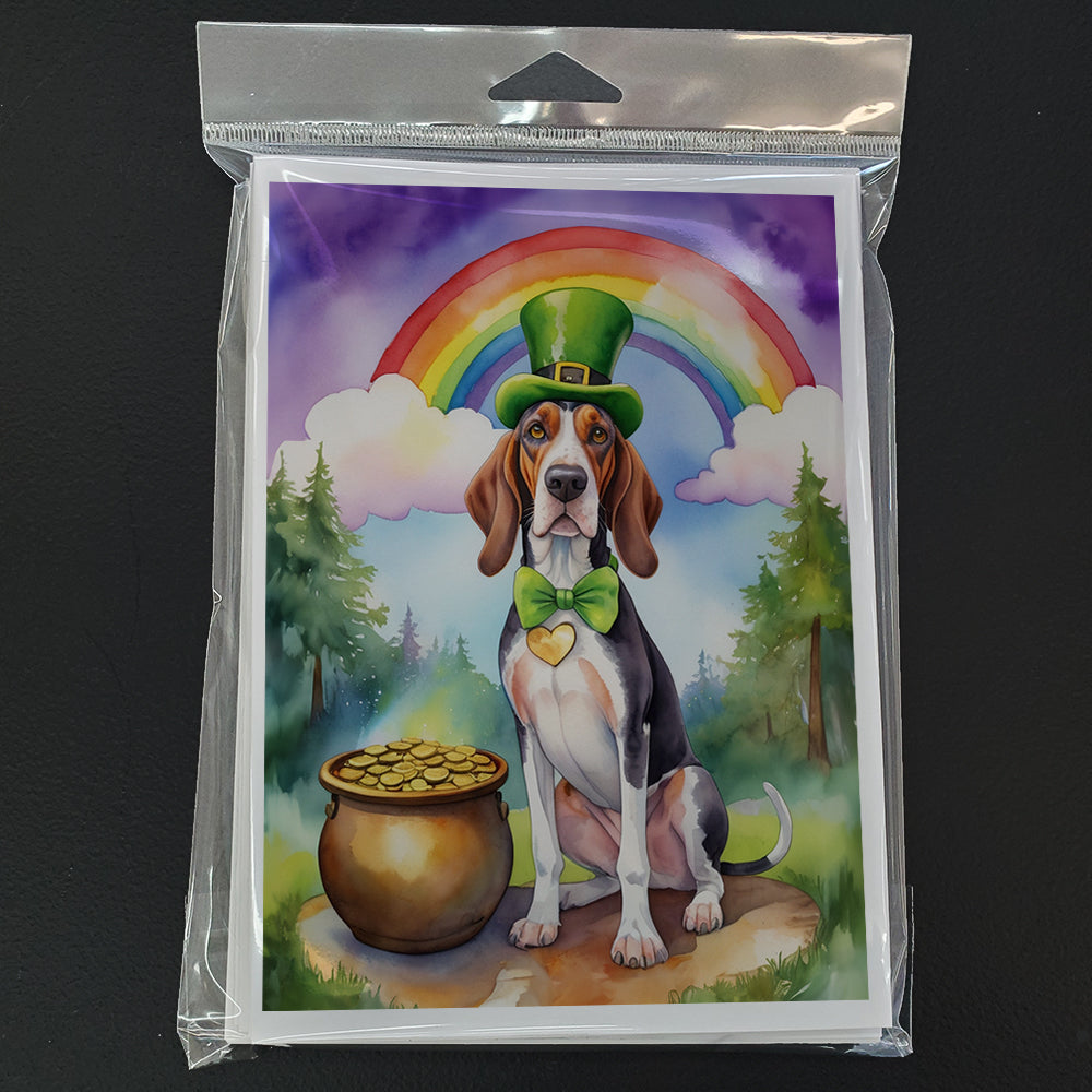American English Coonhound St Patrick's Day Greeting Cards Pack of 8
