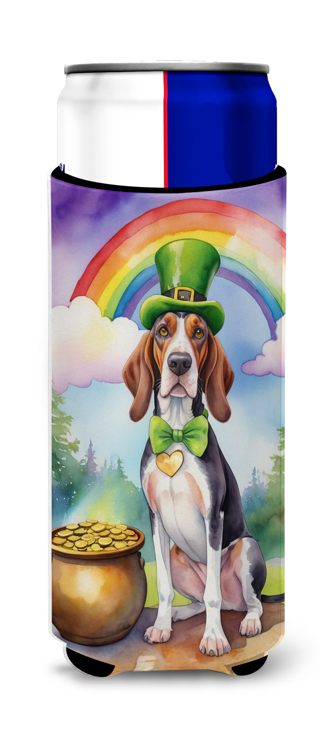 Buy this American English Coonhound St Patrick&#39;s Day Hugger for Ultra Slim Cans