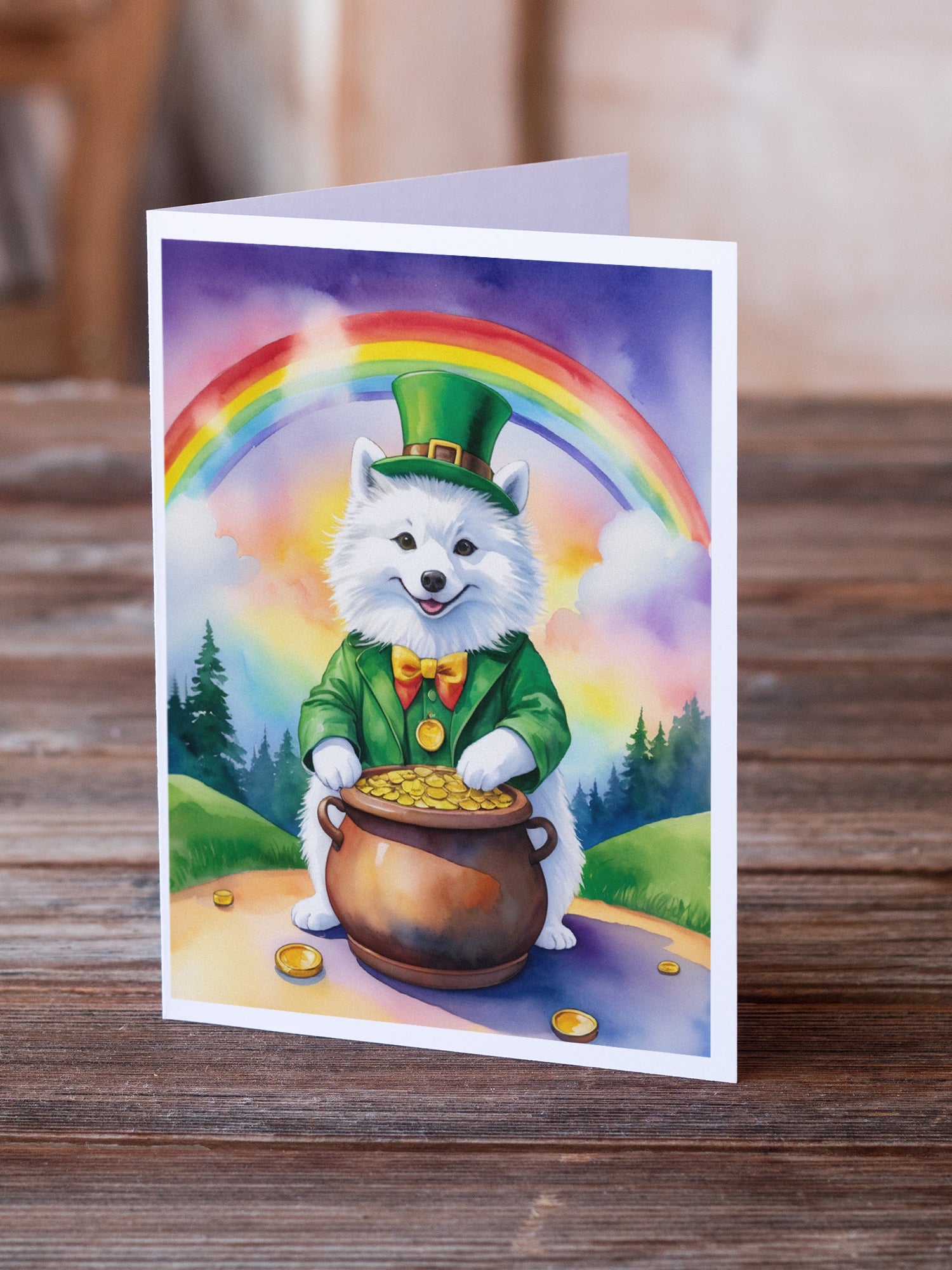American Eskimo St Patrick's Day Greeting Cards Pack of 8
