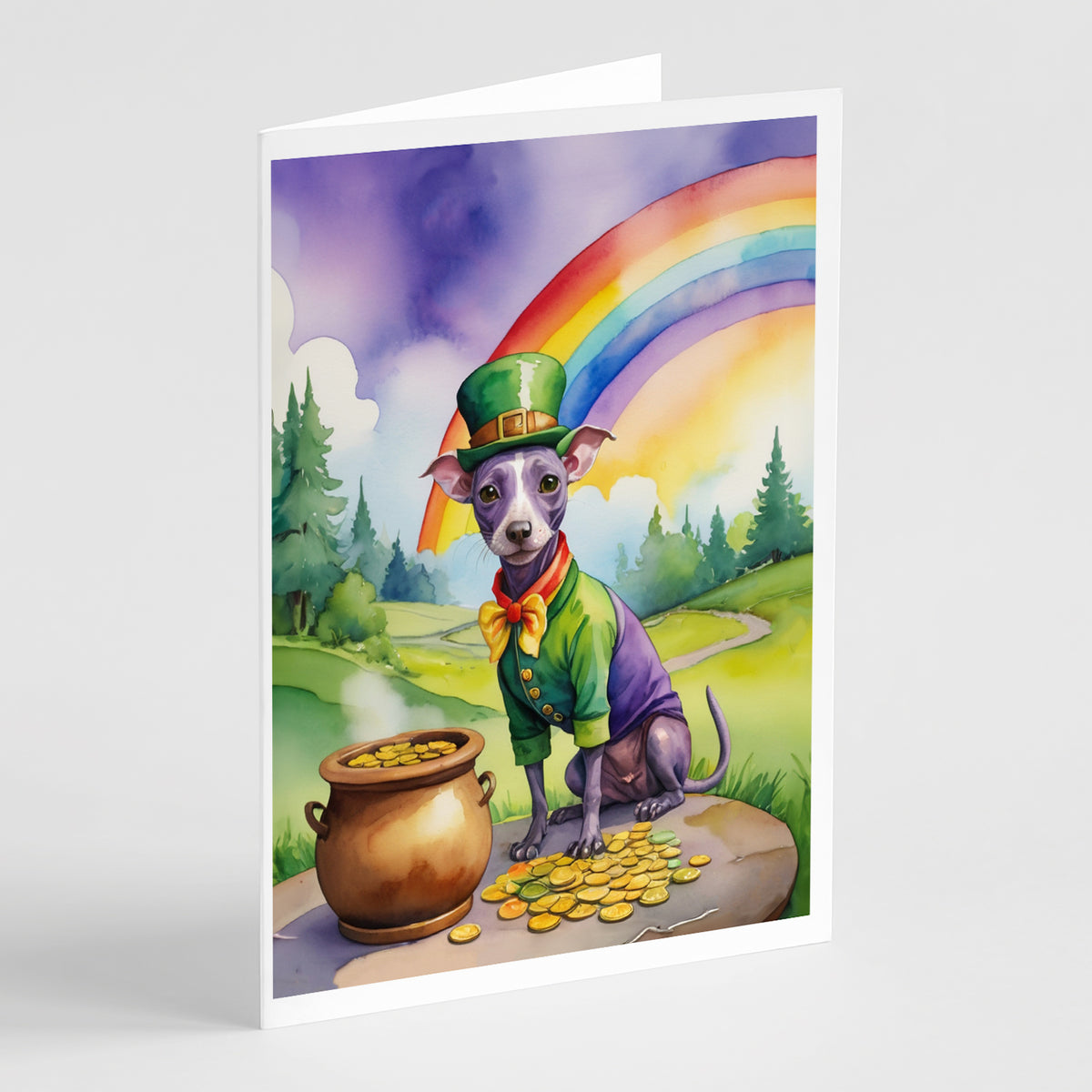 Buy this American Hairless Terrier St Patrick&#39;s Day Greeting Cards Pack of 8