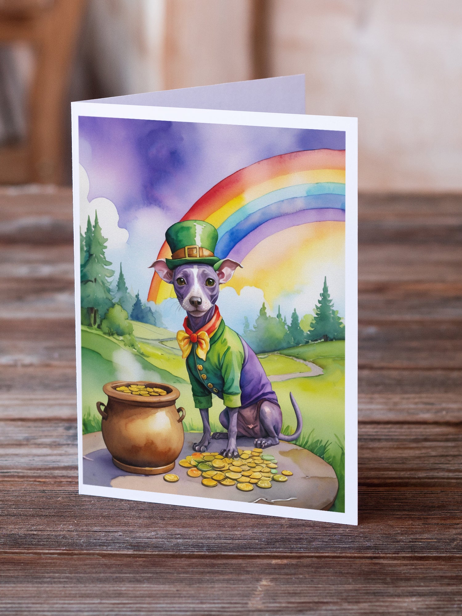 American Hairless Terrier St Patrick's Day Greeting Cards Pack of 8
