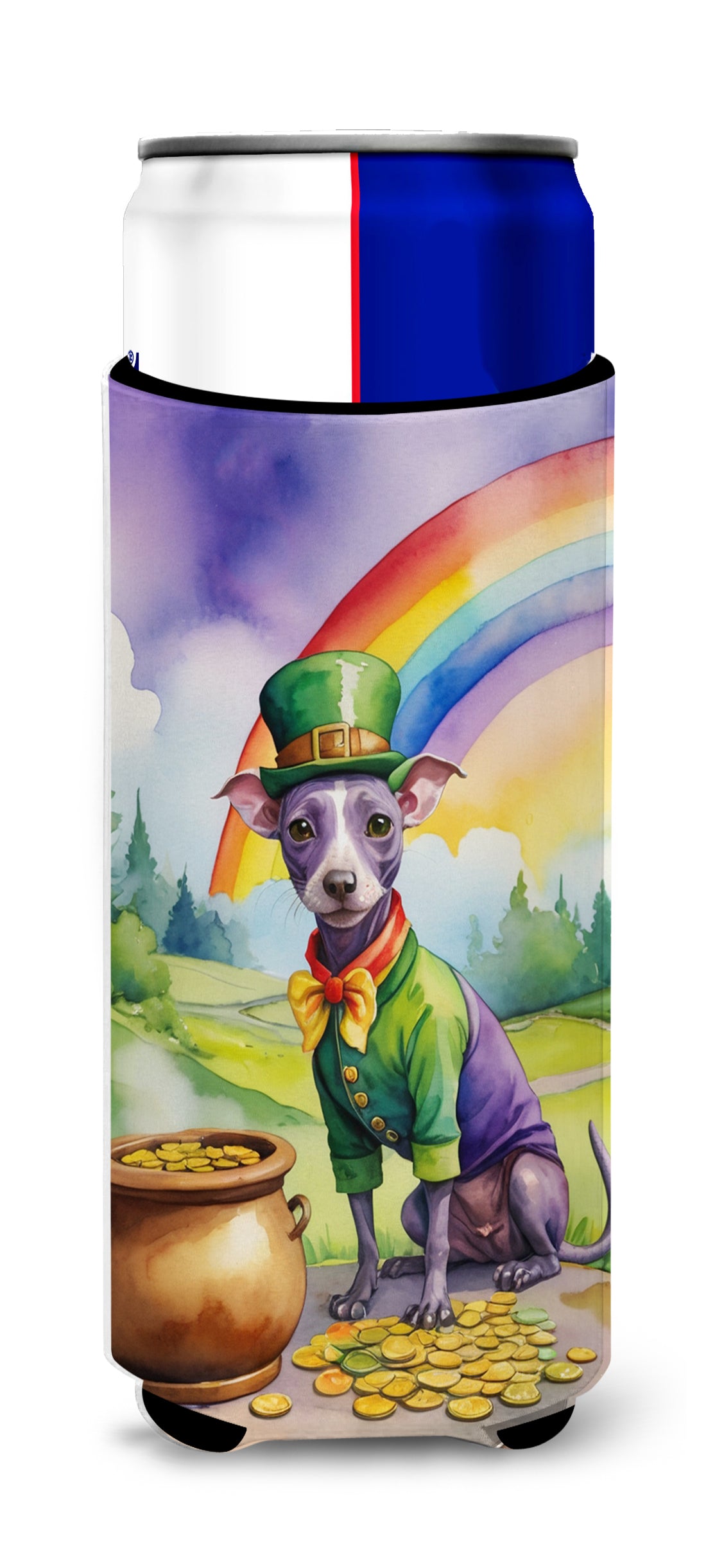 Buy this American Hairless Terrier St Patrick&#39;s Day Hugger for Ultra Slim Cans