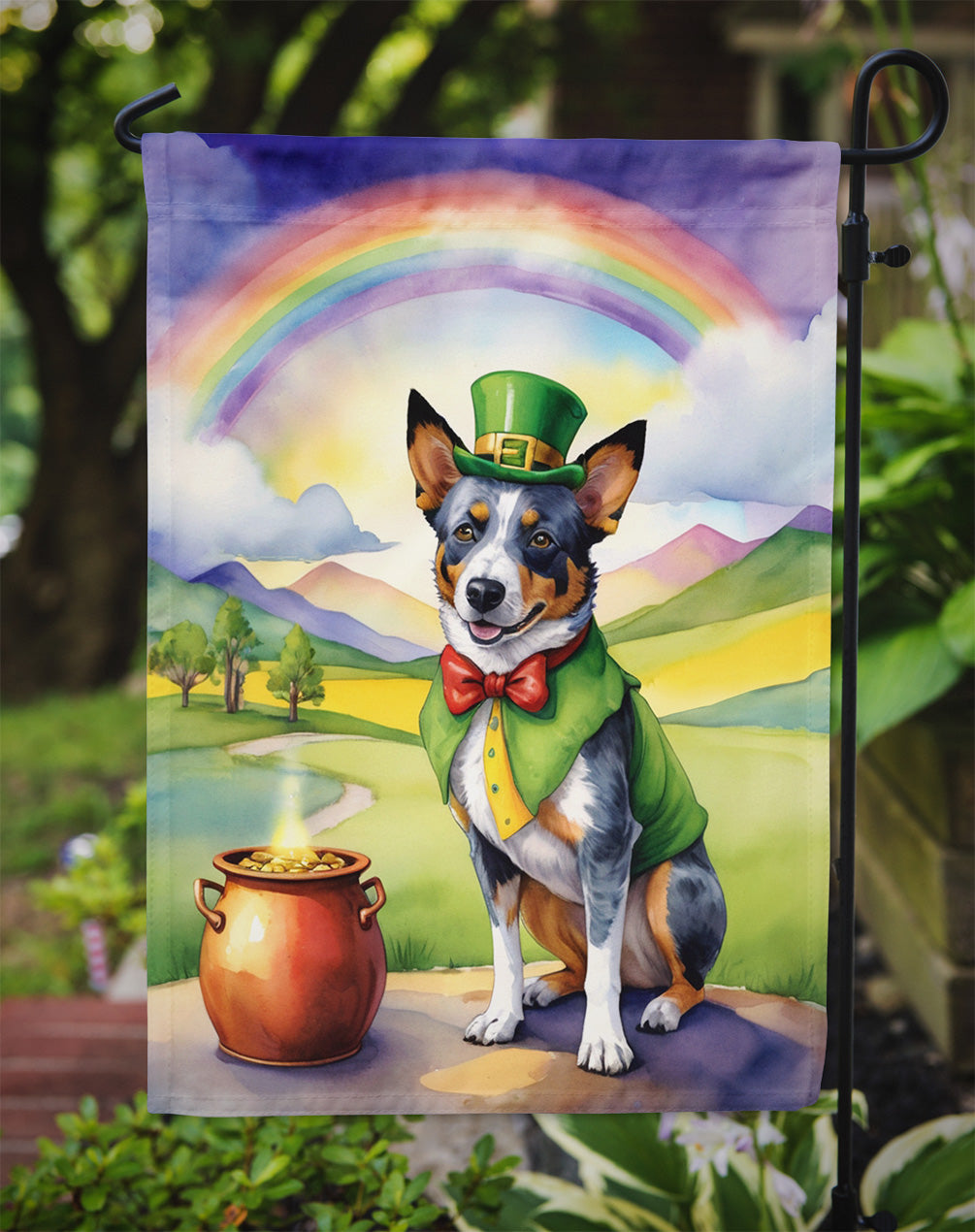 Australian Cattle Dog St Patrick's Day Garden Flag