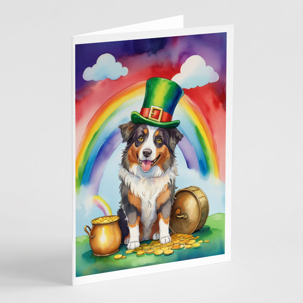 Buy this Australian Shepherd St Patrick&#39;s Day Greeting Cards Pack of 8