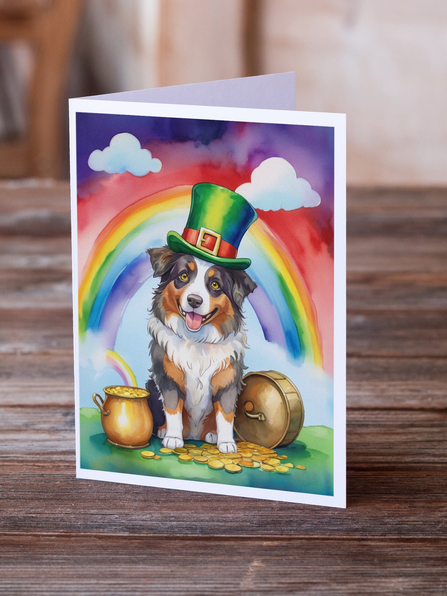 Buy this Australian Shepherd St Patrick's Day Greeting Cards Pack of 8