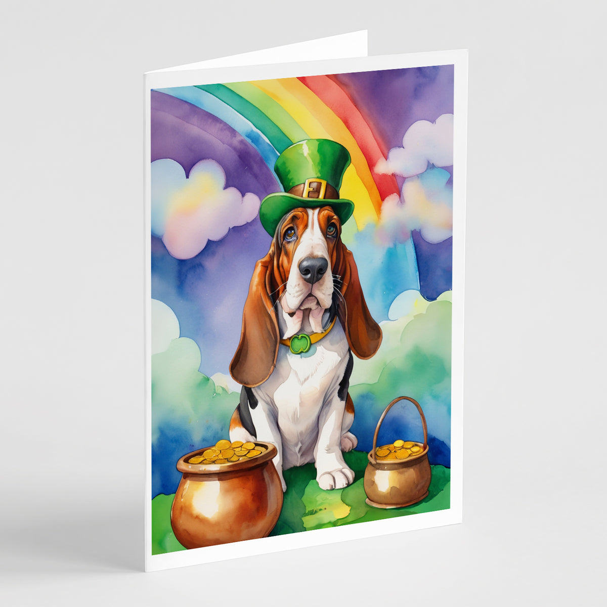 Buy this Basset Hound St Patrick&#39;s Day Greeting Cards Pack of 8