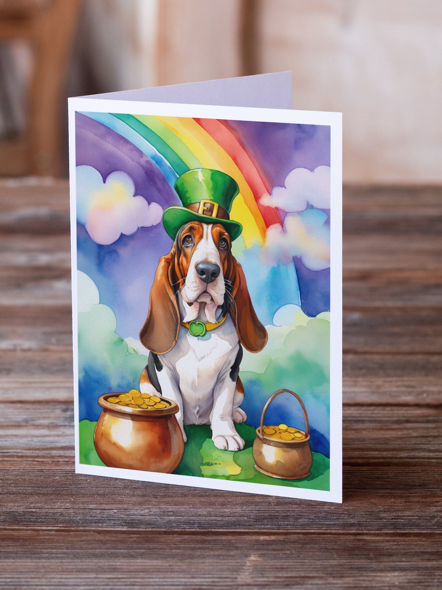 Basset Hound St Patrick's Day Greeting Cards Pack of 8