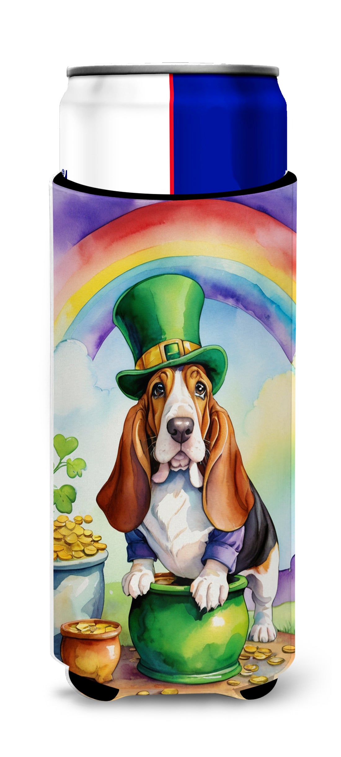 Buy this Basset Hound St Patrick&#39;s Day Hugger for Ultra Slim Cans