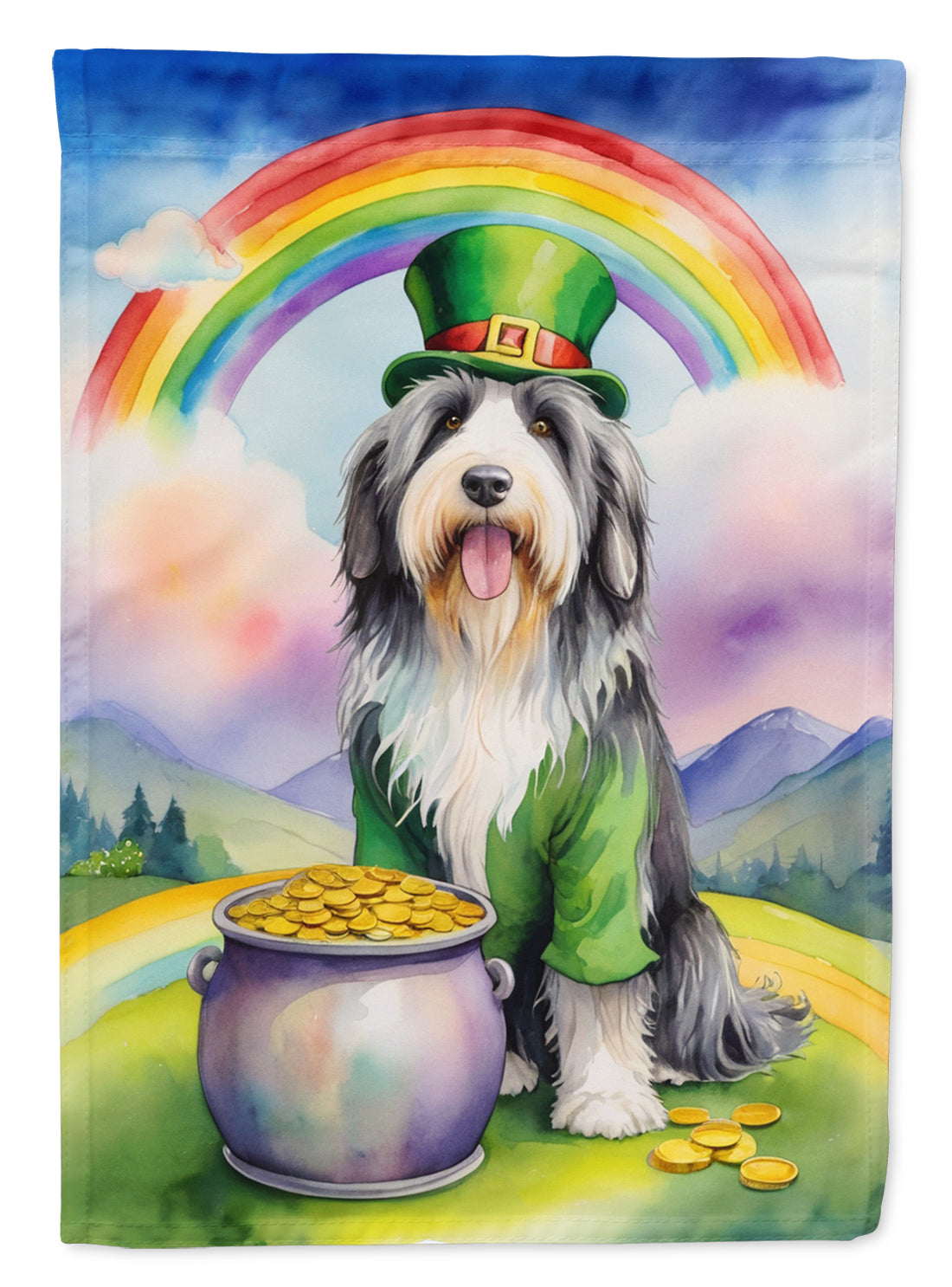 Buy this Bearded Collie St Patrick&#39;s Day House Flag