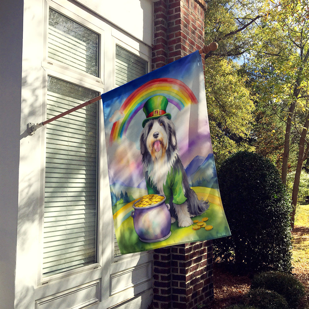 Bearded Collie St Patrick's Day House Flag