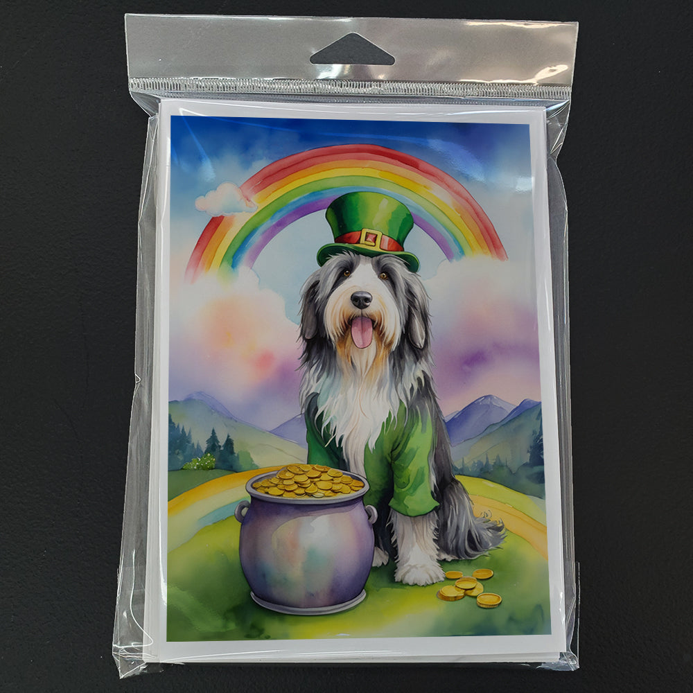 Bearded Collie St Patrick's Day Greeting Cards Pack of 8