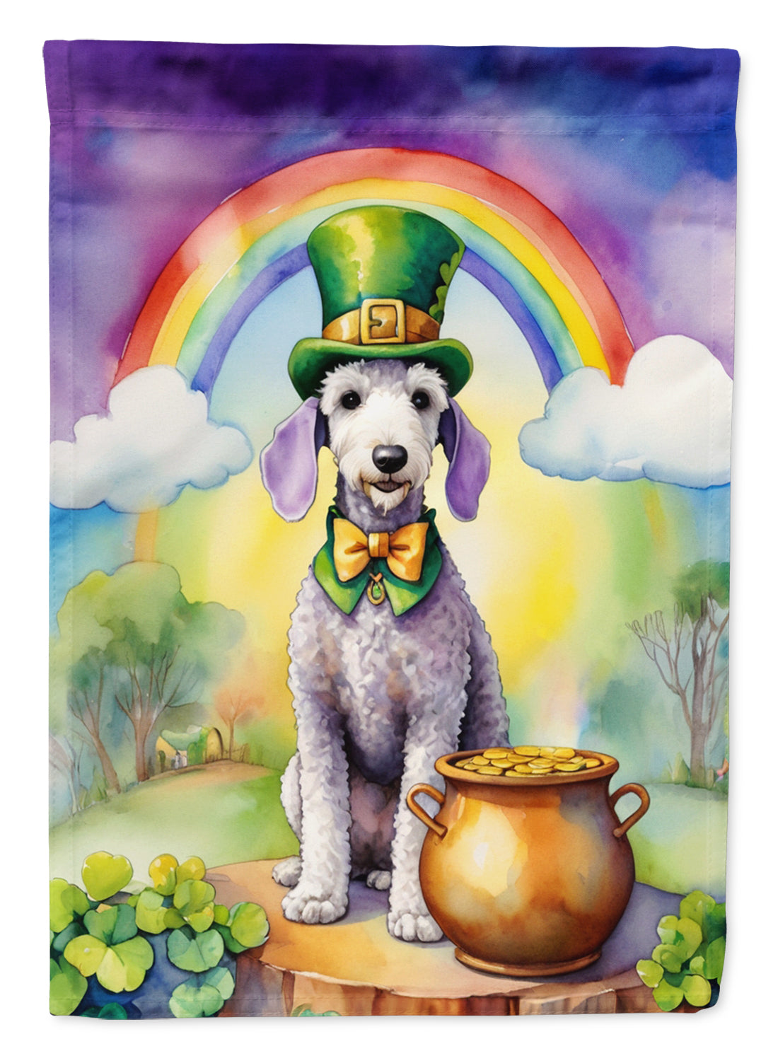 Buy this Bedlington Terrier St Patrick&#39;s Day Garden Flag