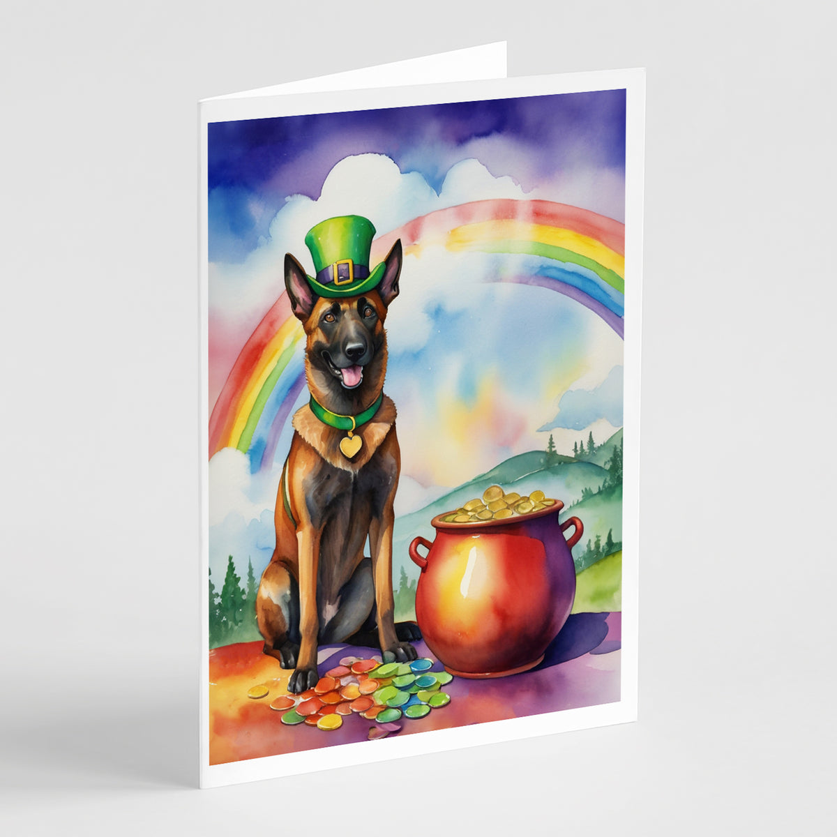 Buy this Belgian Malinois St Patrick&#39;s Day Greeting Cards Pack of 8