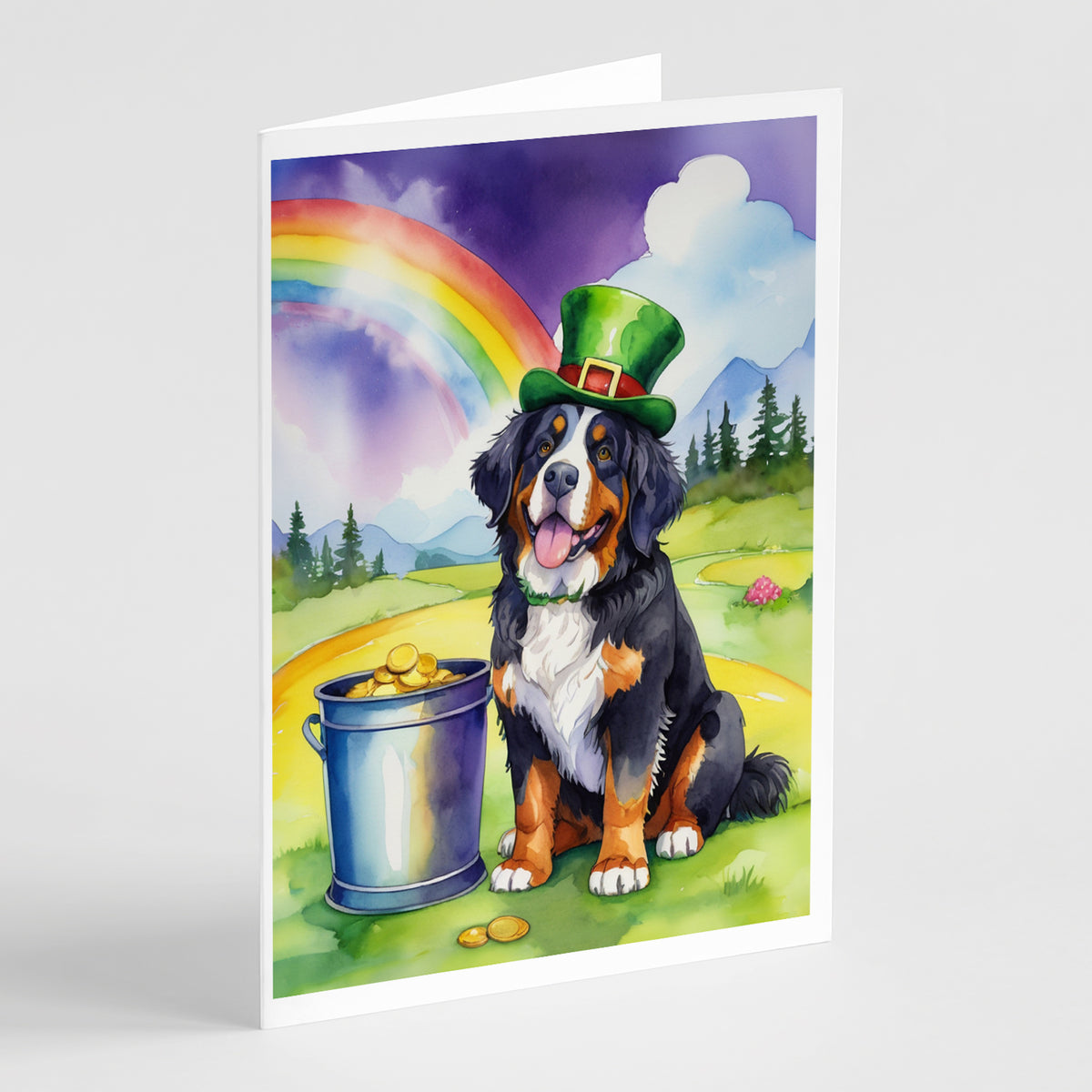 Buy this Bernese Mountain Dog St Patrick&#39;s Day Greeting Cards Pack of 8