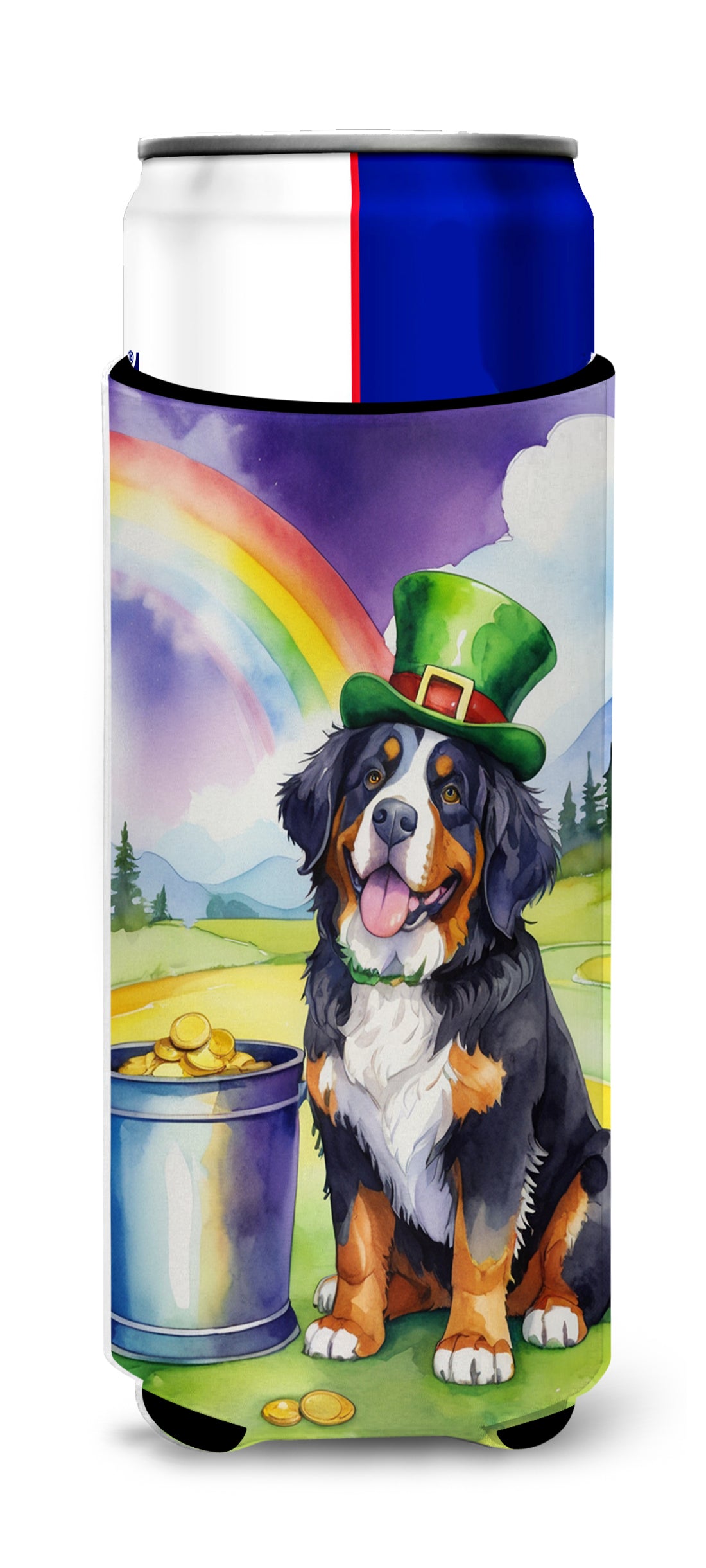 Buy this Bernese Mountain Dog St Patrick&#39;s Day Hugger for Ultra Slim Cans
