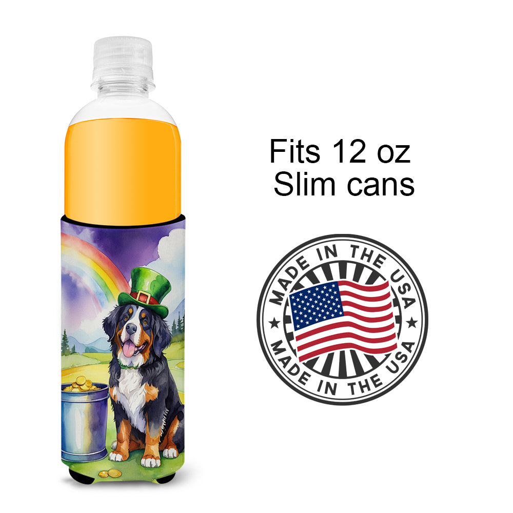 Bernese Mountain Dog St Patrick's Day Hugger for Ultra Slim Cans