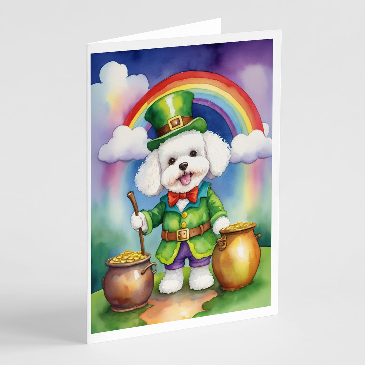 Buy this Bichon Frise St Patrick&#39;s Day Greeting Cards Pack of 8