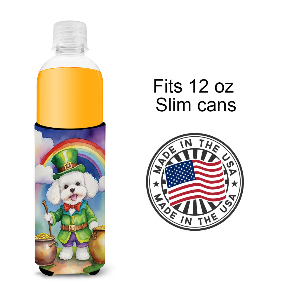 Bichon Frise St Patrick's Day Hugger for Ultra Slim Cans