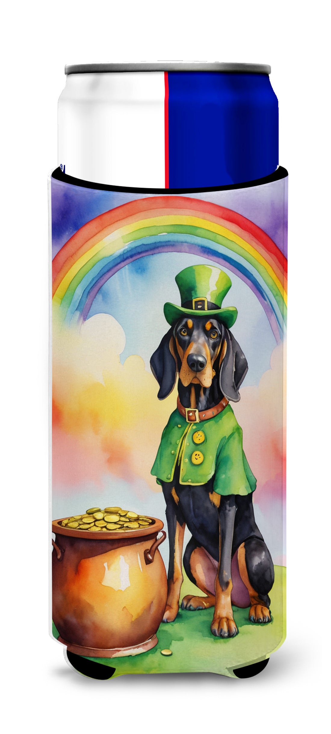 Buy this Black and Tan Coonhound St Patrick&#39;s Day Hugger for Ultra Slim Cans