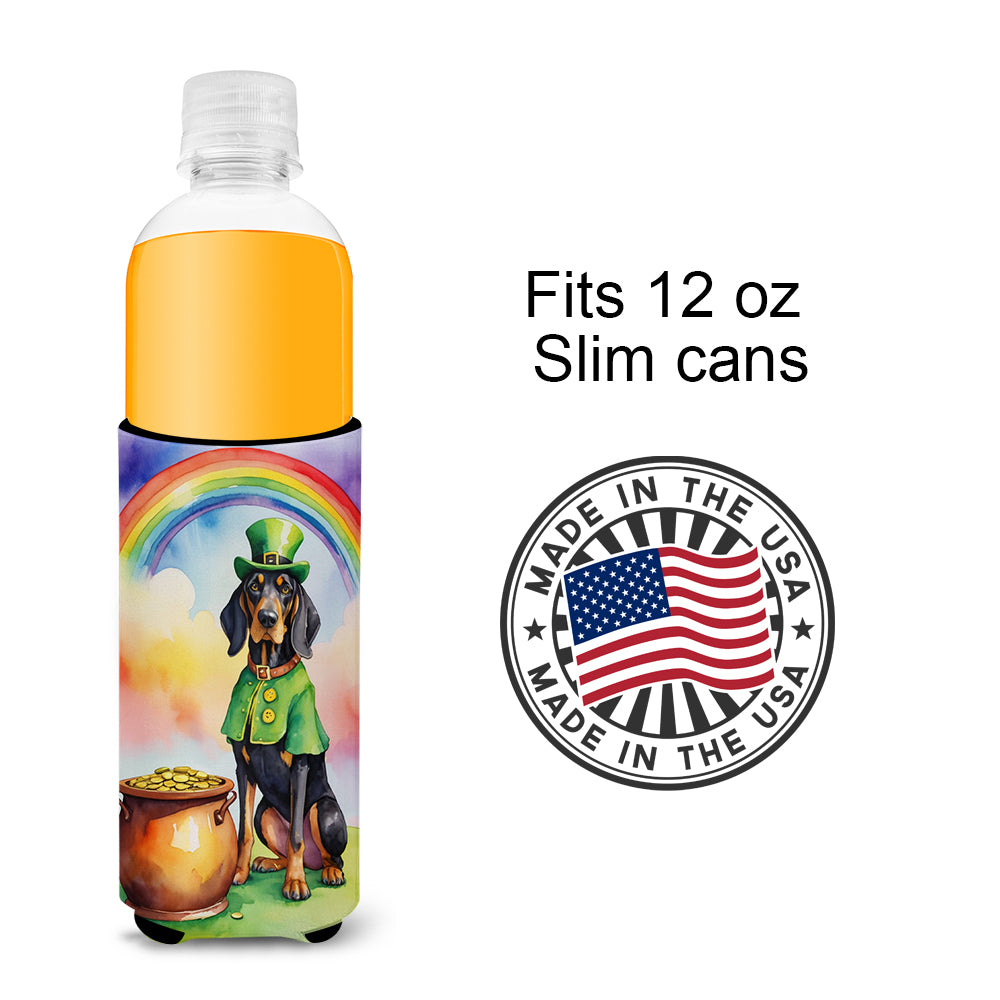 Black and Tan Coonhound St Patrick's Day Hugger for Ultra Slim Cans