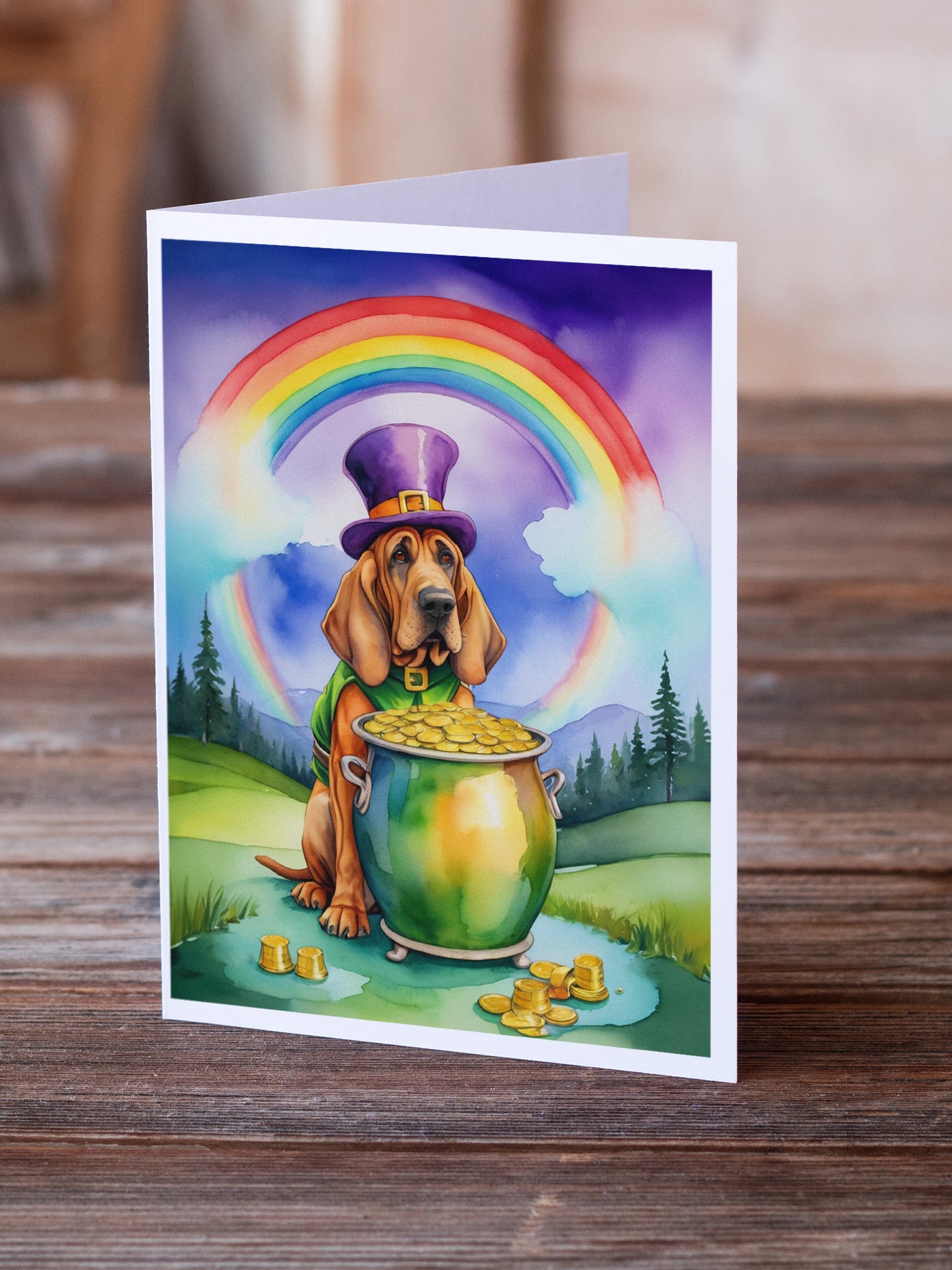Bloodhound St Patrick's Day Greeting Cards Pack of 8