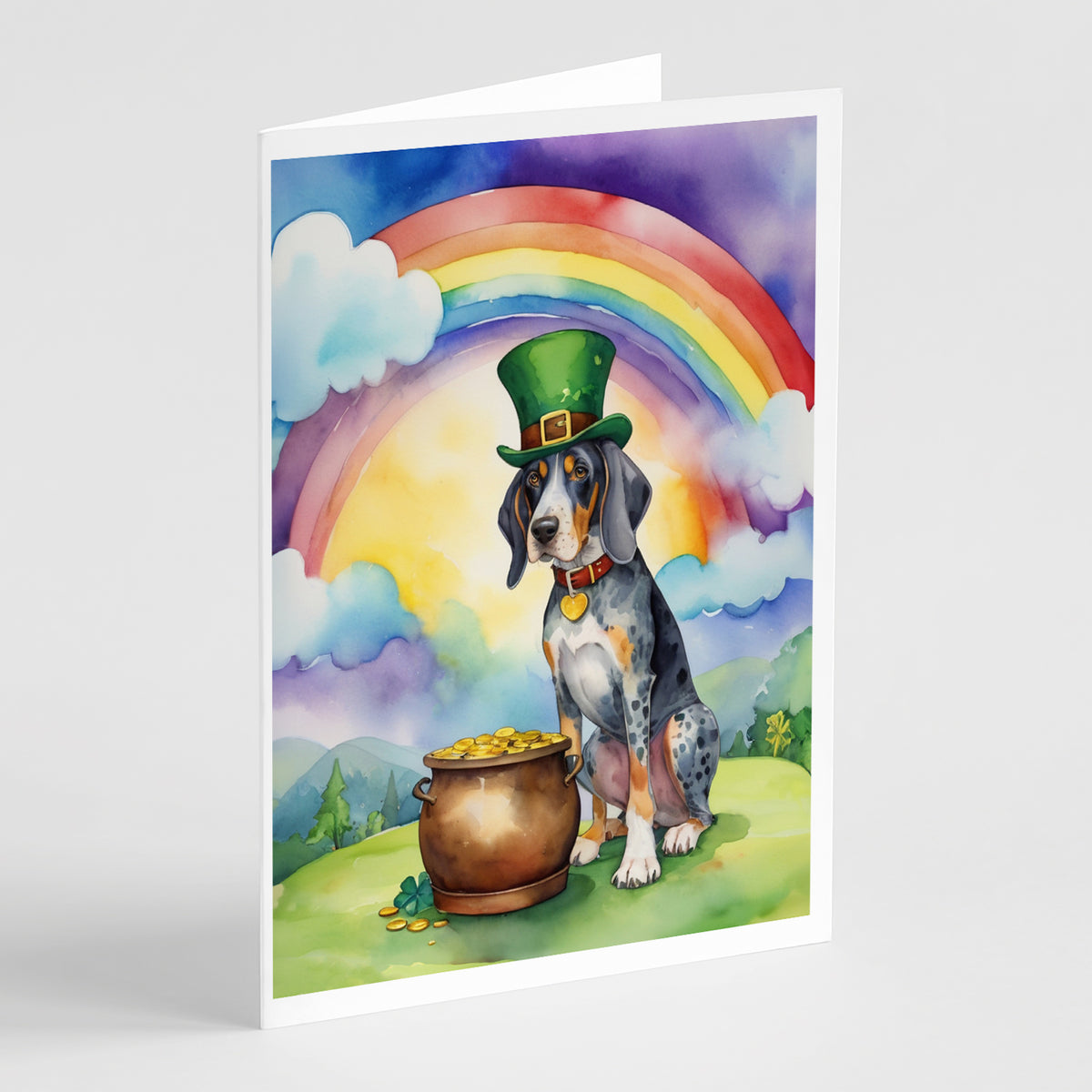 Buy this Bluetick Coonhound St Patrick&#39;s Day Greeting Cards Pack of 8