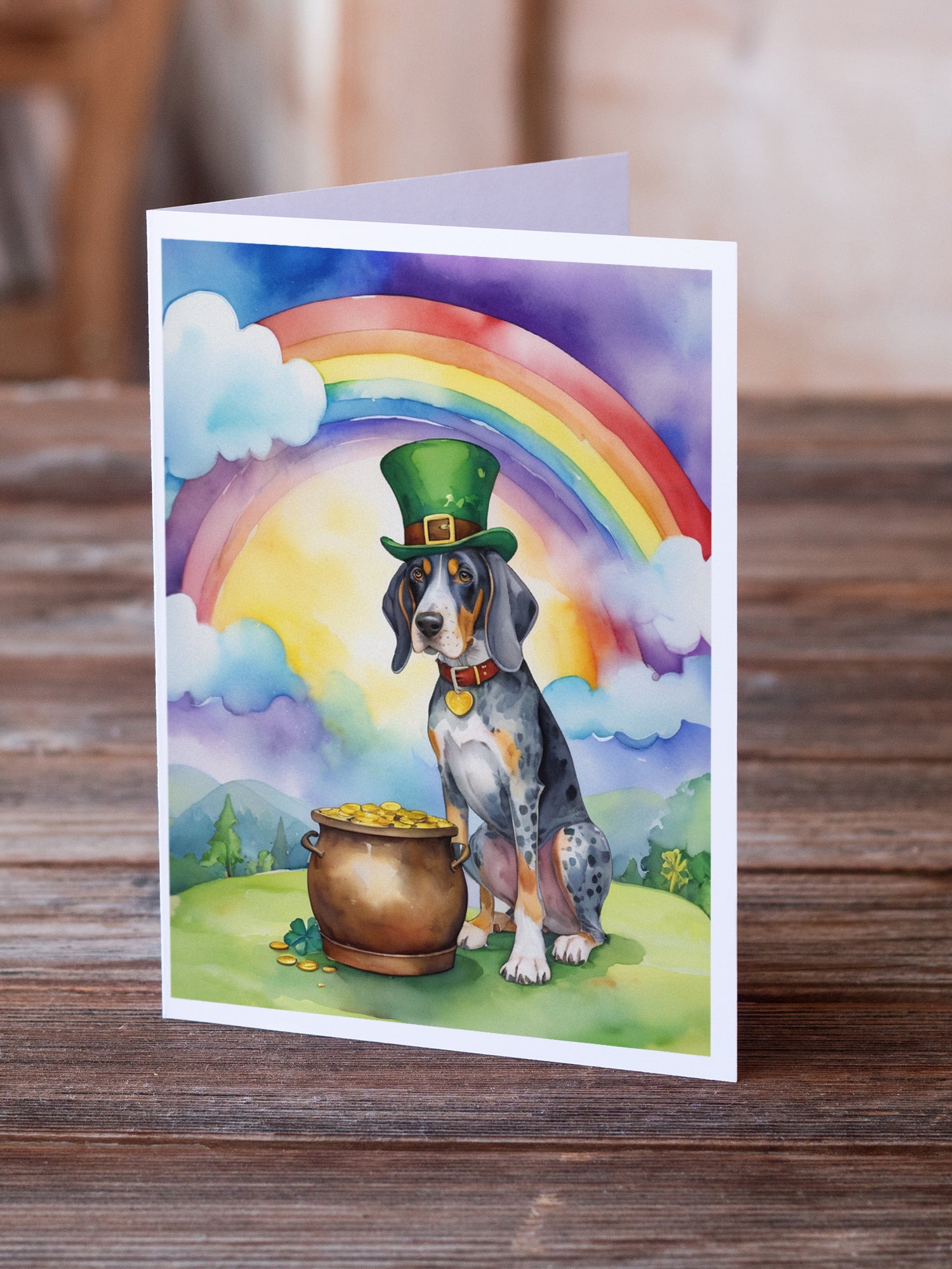 Bluetick Coonhound St Patrick's Day Greeting Cards Pack of 8