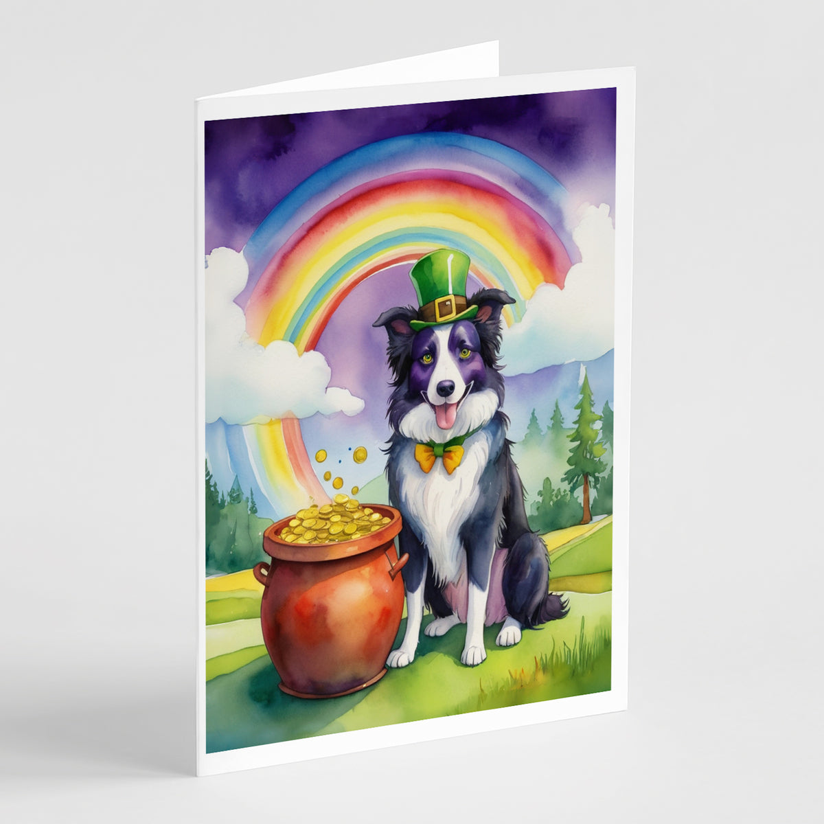Buy this Border Collie St Patrick&#39;s Day Greeting Cards Pack of 8