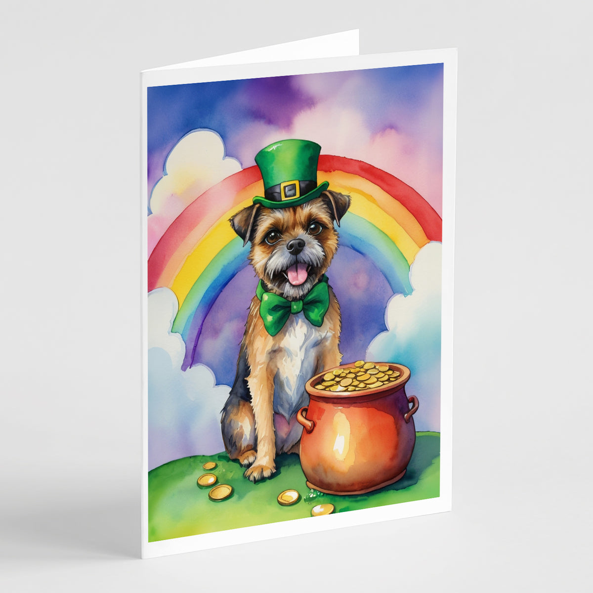 Buy this Border Terrier St Patrick&#39;s Day Greeting Cards Pack of 8