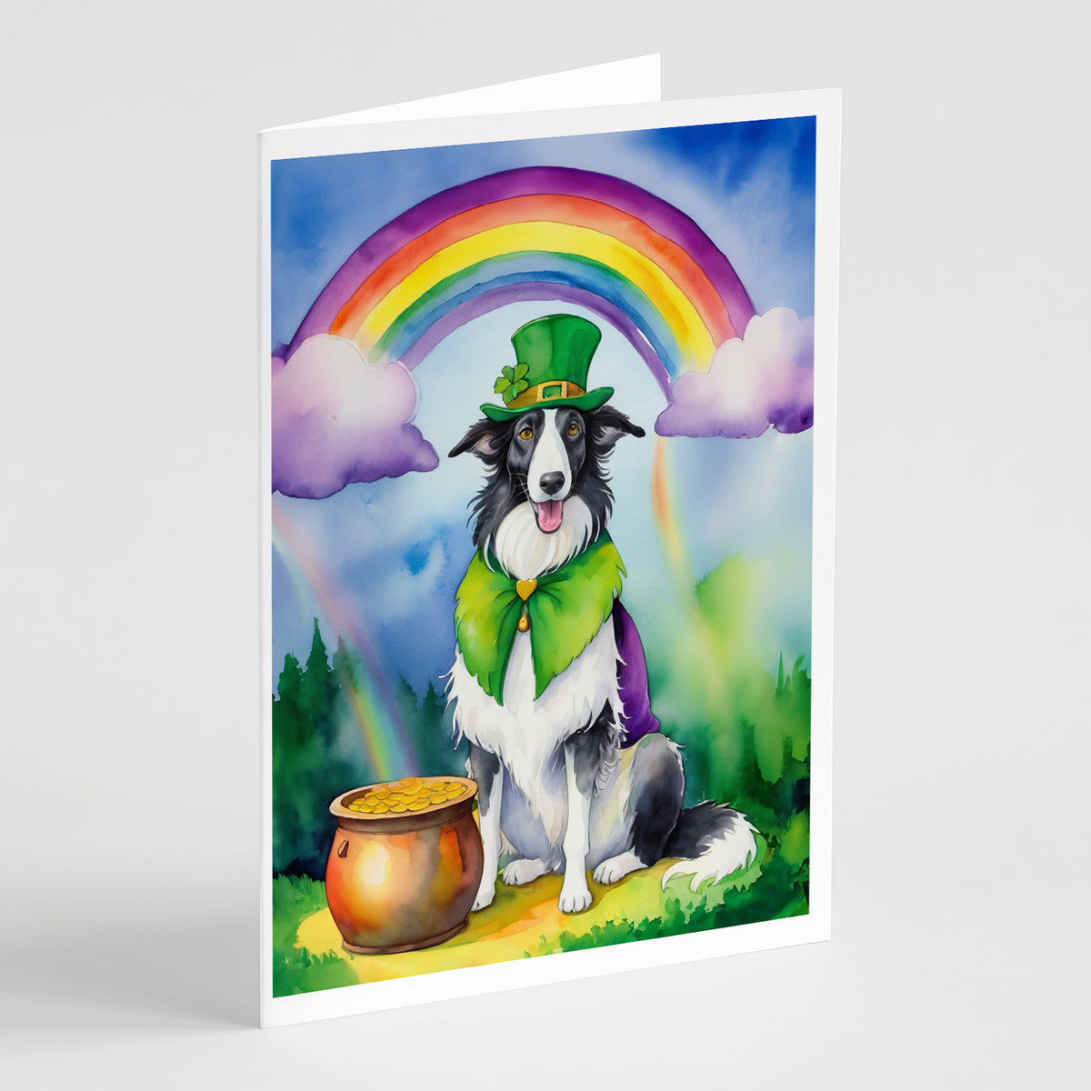 Buy this Borzoi St Patrick&#39;s Day Greeting Cards Pack of 8
