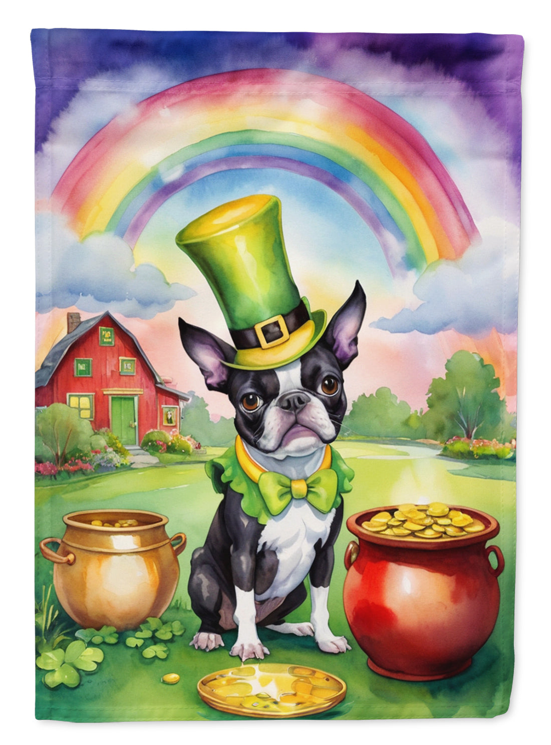 Buy this Boston Terrier St Patrick&#39;s Day House Flag